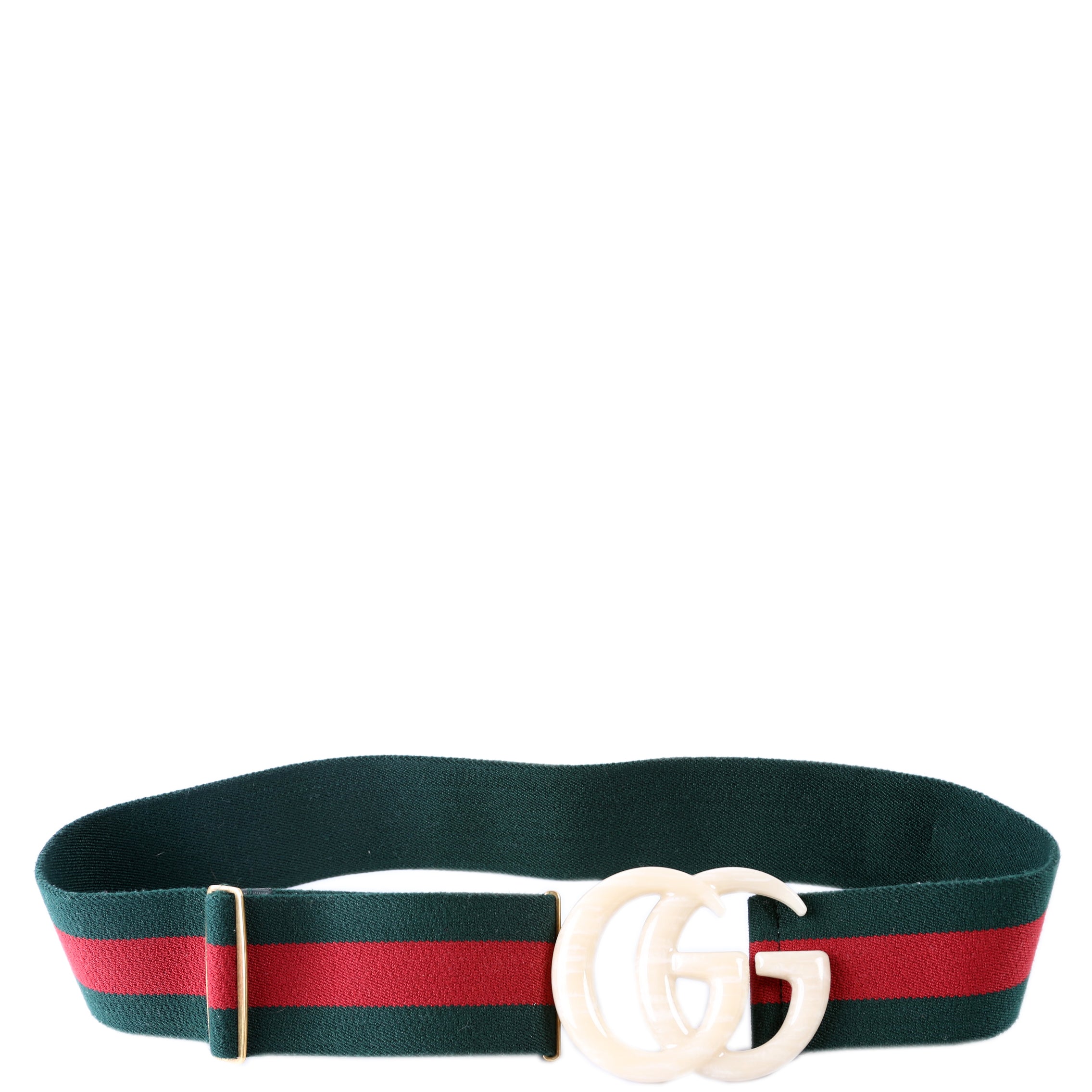 550107 Web Elastic GG Plexi Belt 85/34 Ivory/Green