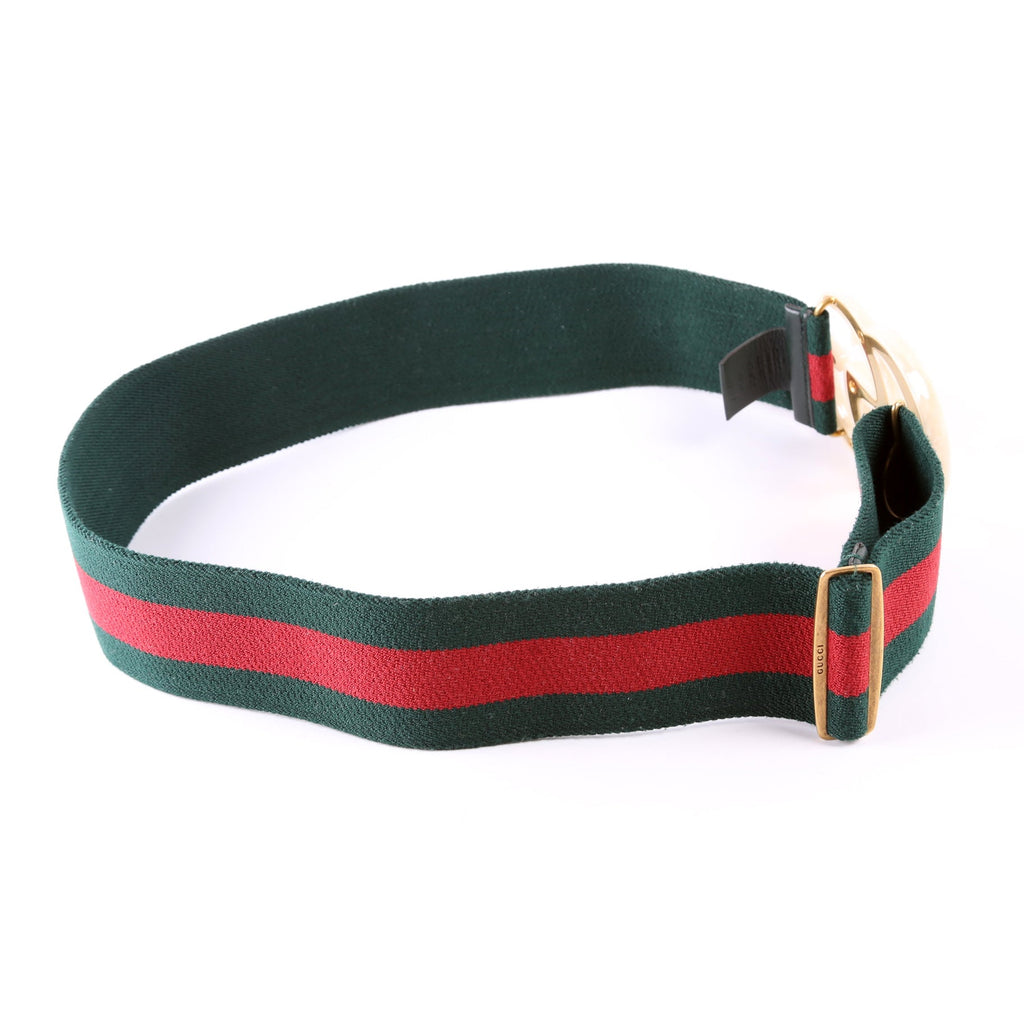550107 Web Elastic GG Plexi Belt 85/34 Ivory/Green