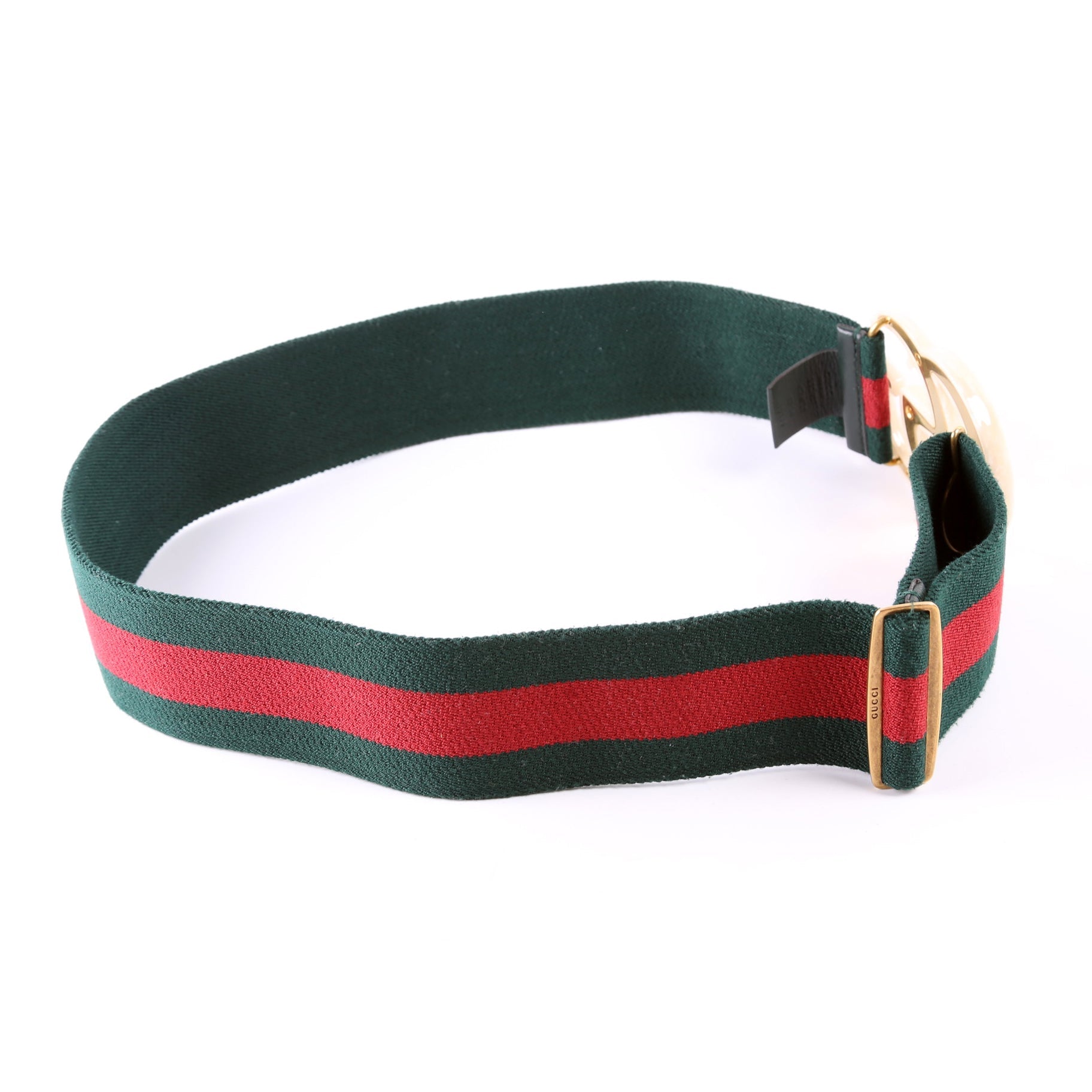 550107 Web Elastic GG Plexi Belt 85/34 Ivory/Green