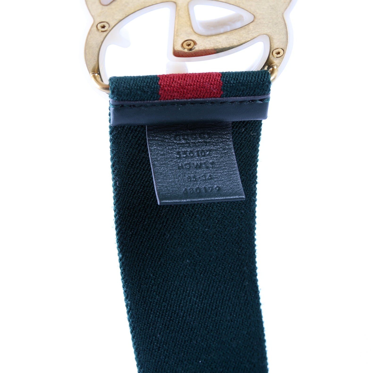 550107 Web Elastic GG Plexi Belt 85/34 Ivory/Green