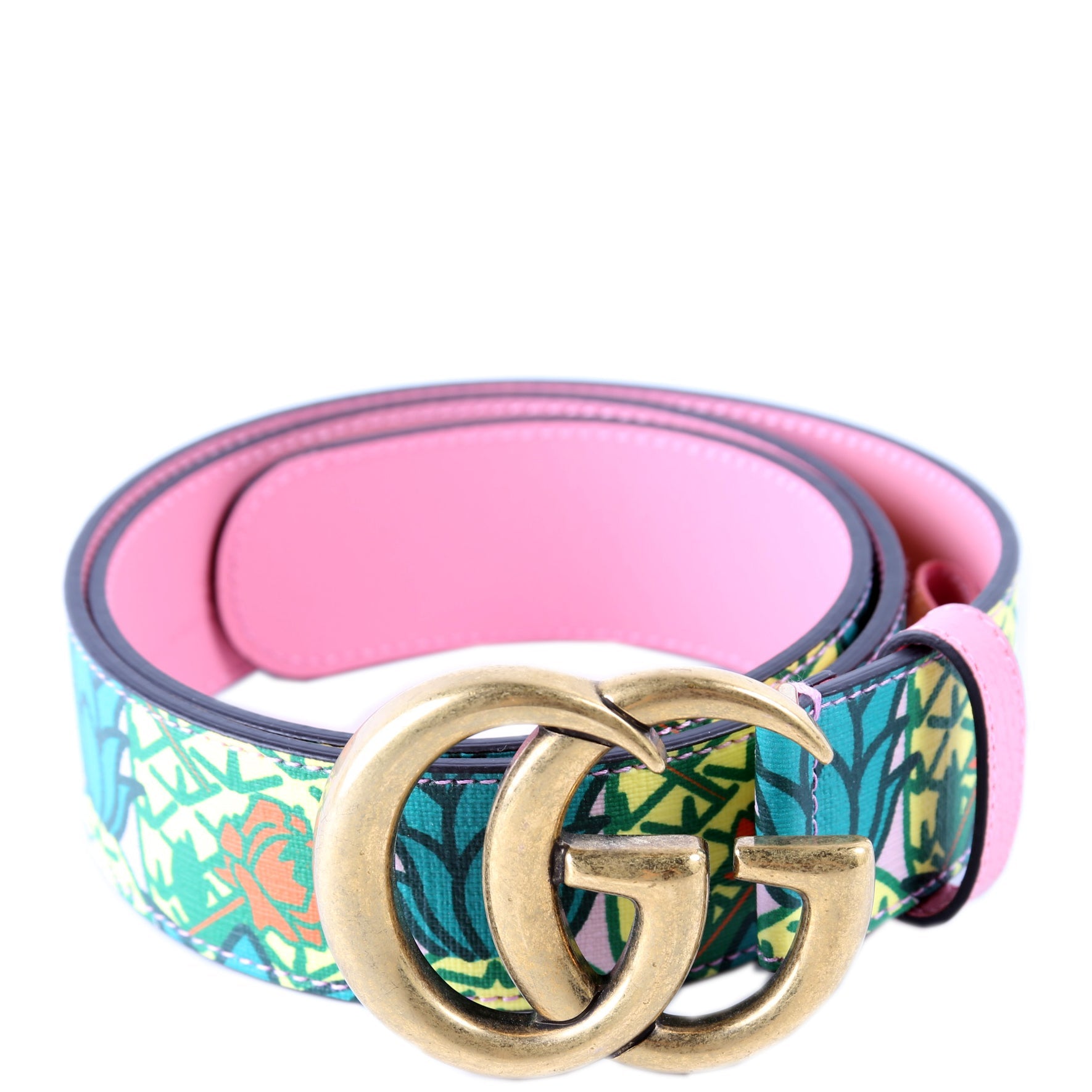 406831 GG Marmont Supreme Pineapple Rose Belt Size 85/34 Multicolor