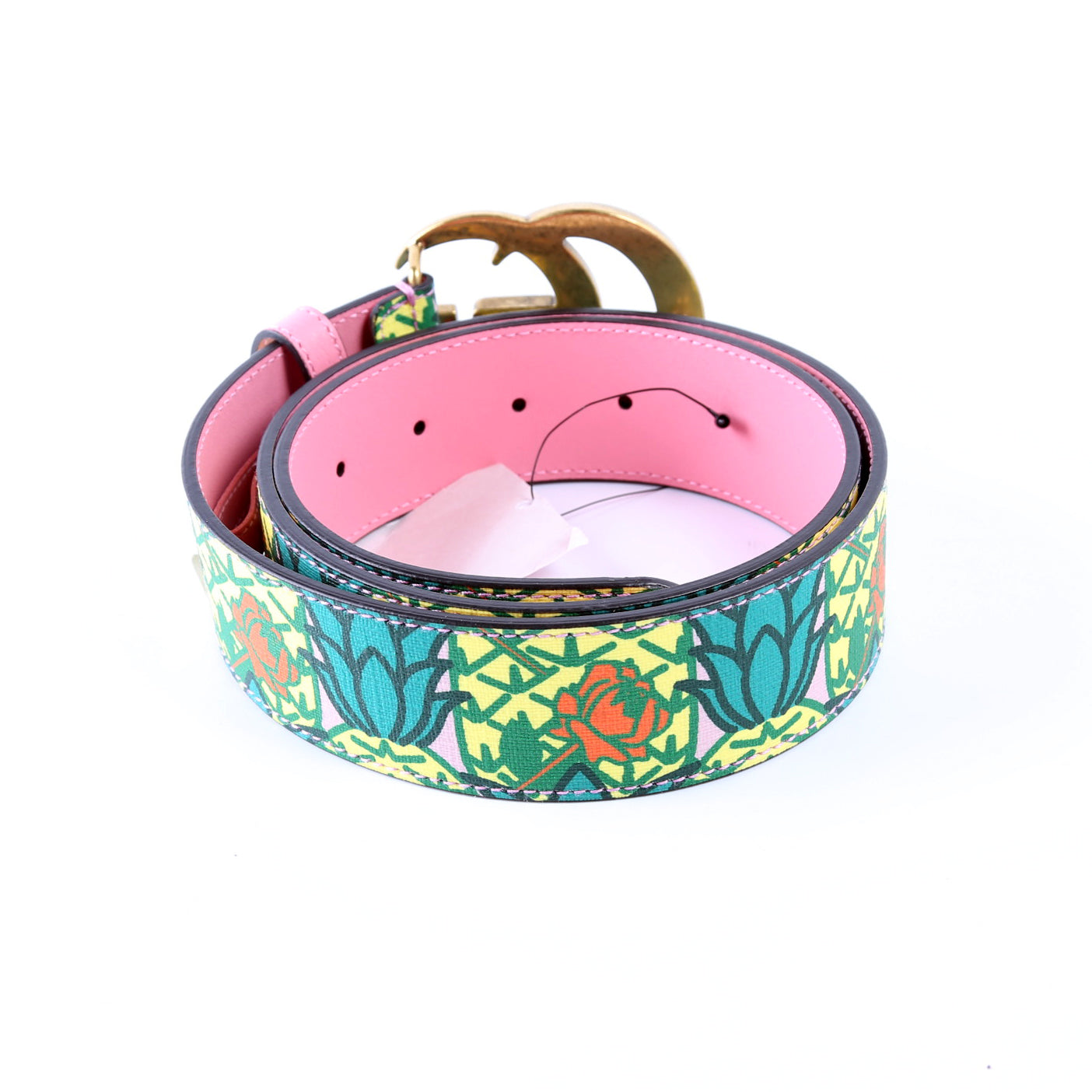 406831 GG Marmont Supreme Pineapple Rose Belt Size 85/34 Multicolor