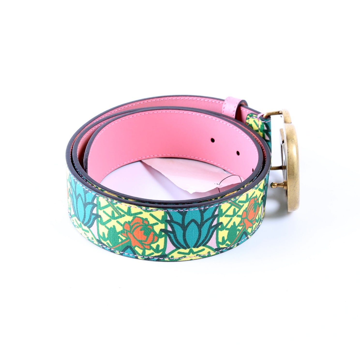 406831 GG Marmont Supreme Pineapple Rose Belt Size 85/34 Multicolor