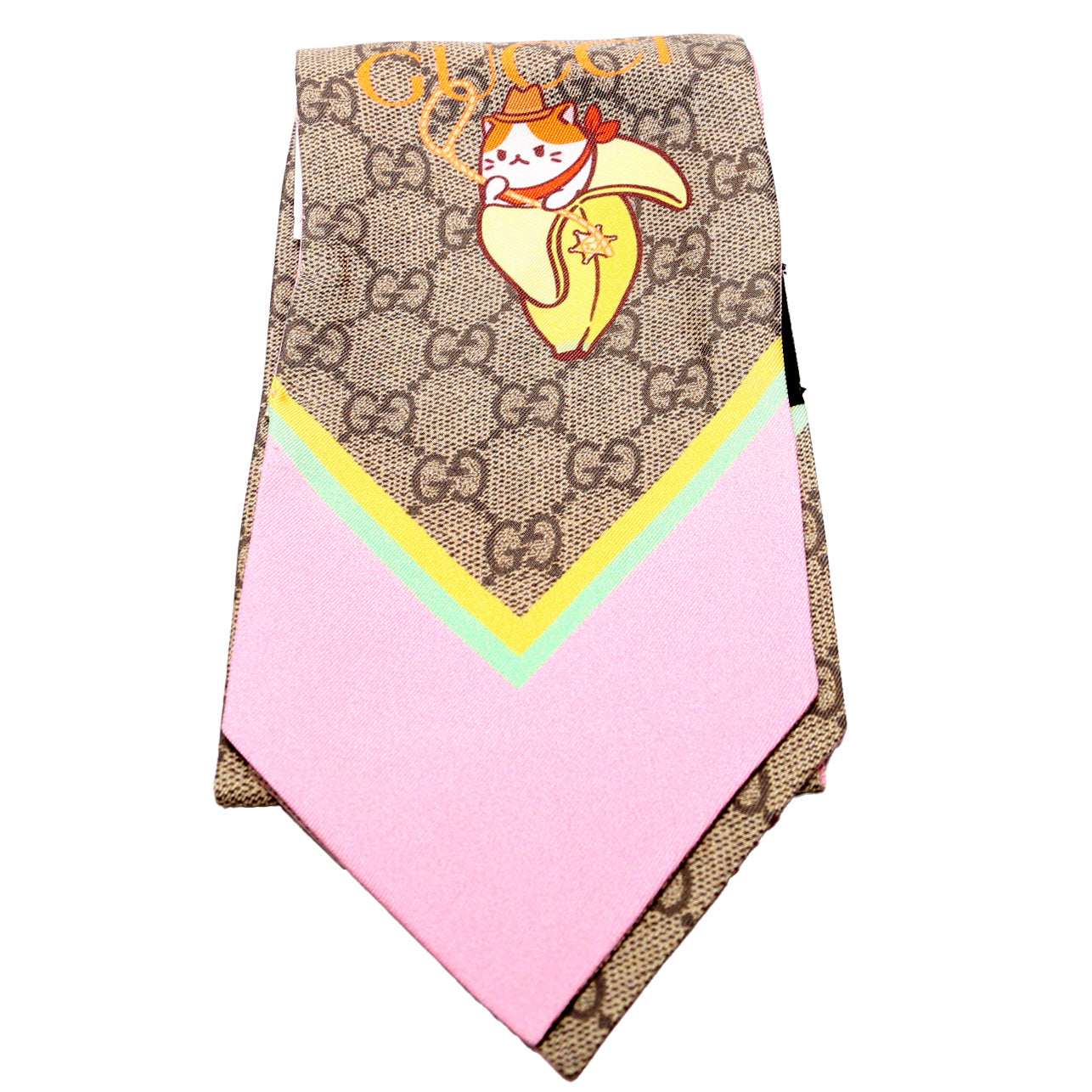 Gucci X Bananya Bandeau Silk Scarf Pink