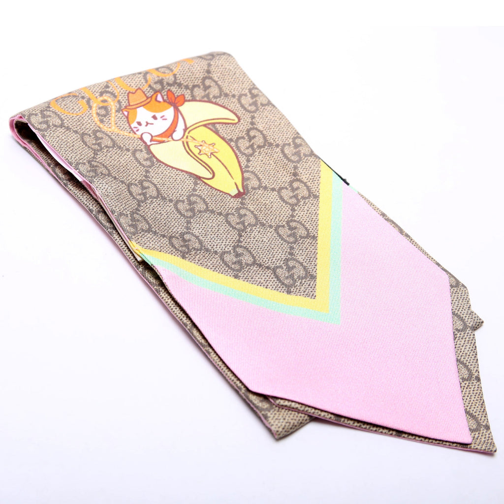 Gucci X Bananya Bandeau Silk Scarf Pink