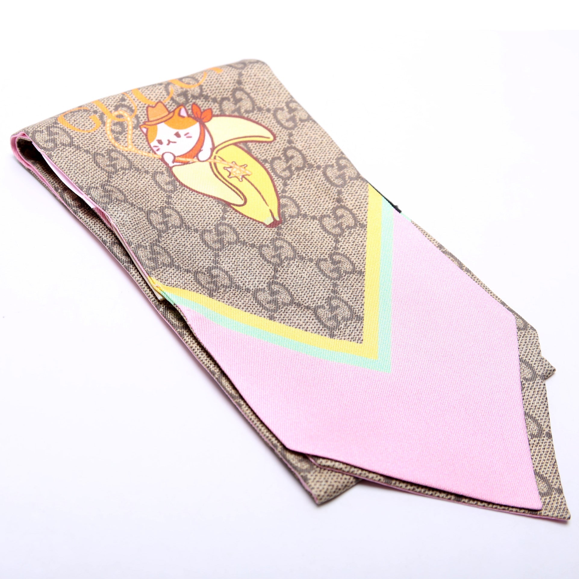 Gucci X Bananya Bandeau Silk Scarf Pink