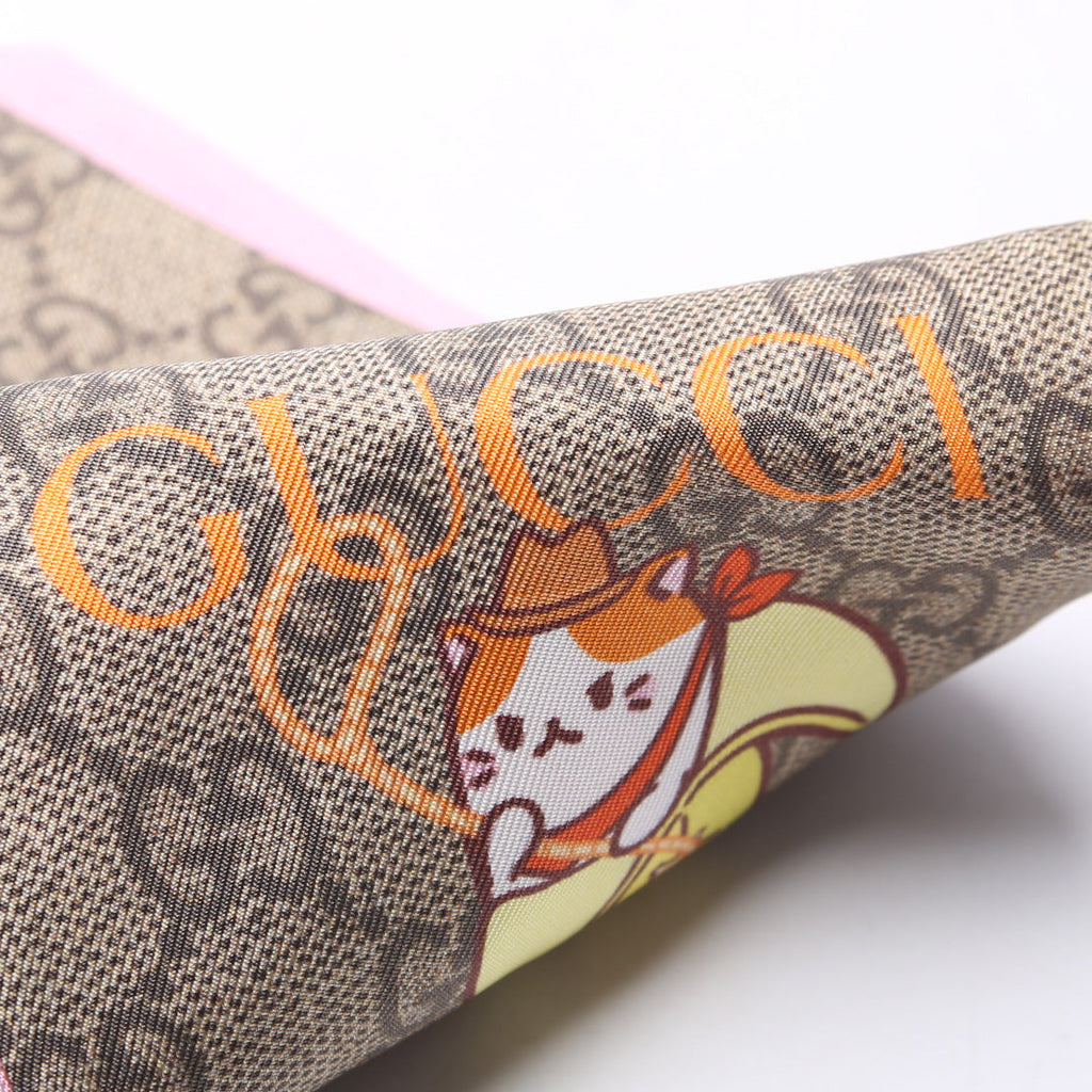 Gucci X Bananya Bandeau Silk Scarf Pink