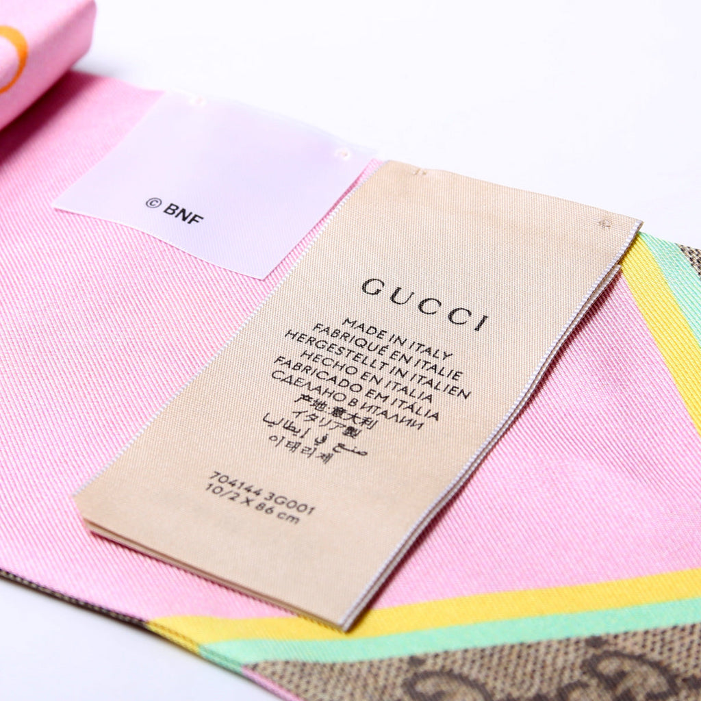 Gucci X Bananya Bandeau Silk Scarf Pink