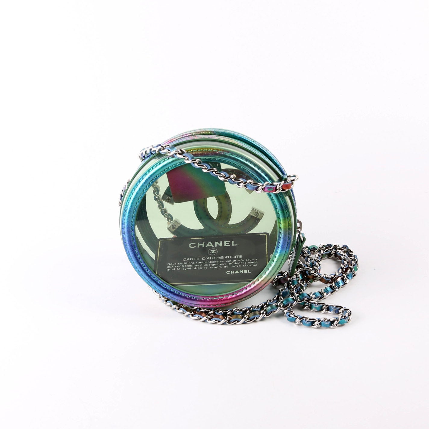 Filigree Round With Chain PVC Lambskin 29M Rainbow