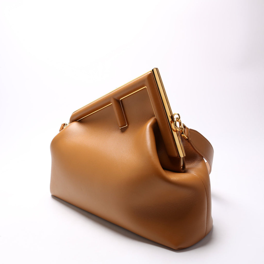 First Medium Leather Shoulder Bag Brown