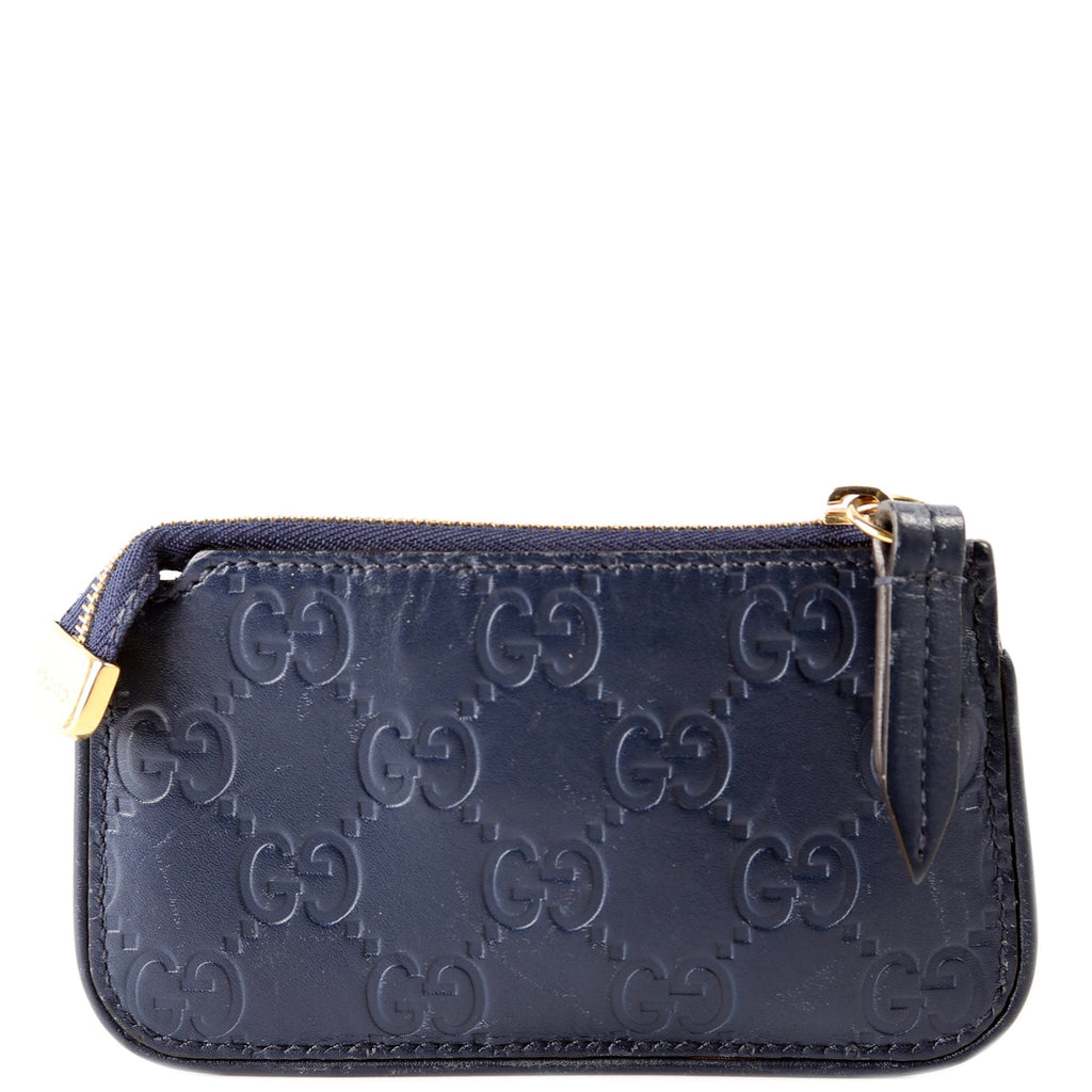 Gucci 447964 GG Leather Key Pouch Navy