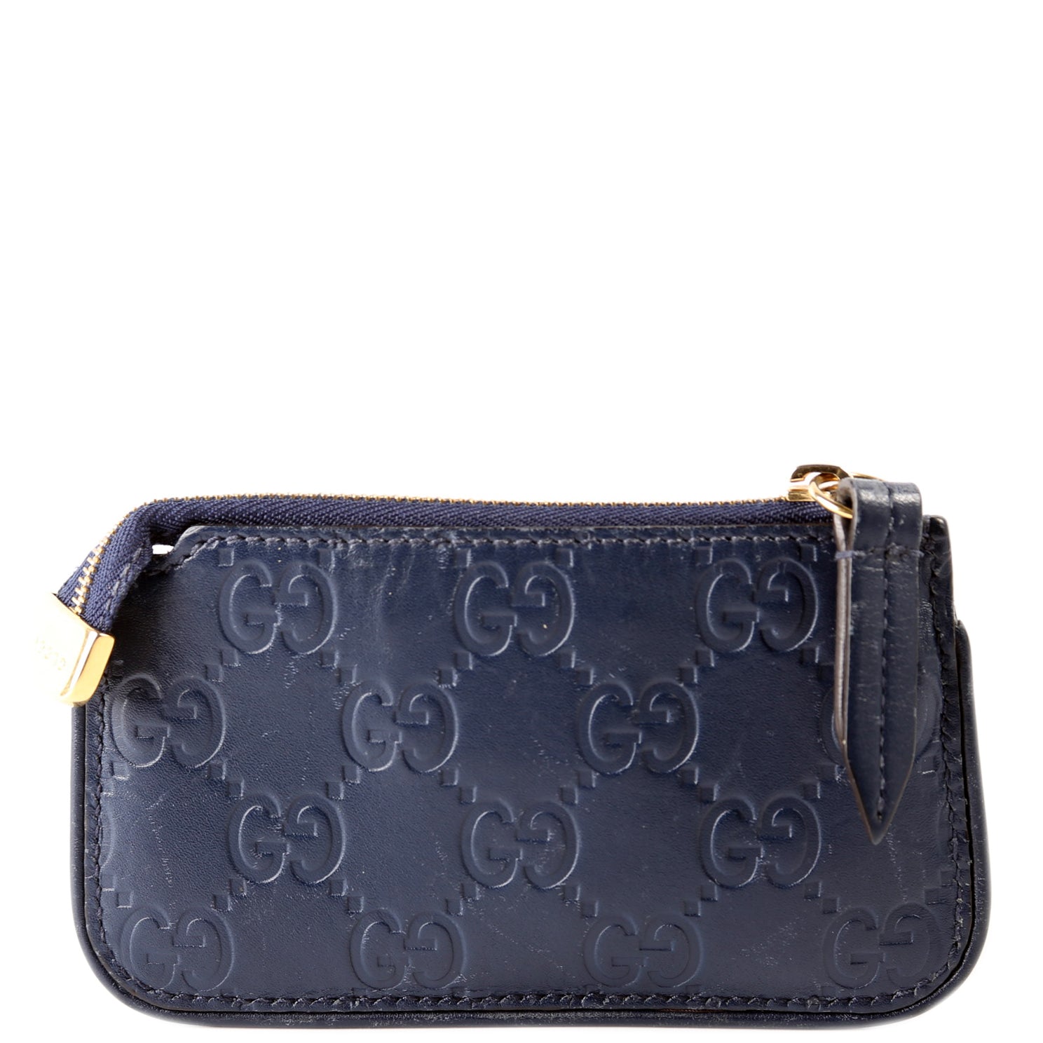 Gucci 447964 GG Leather Key Pouch Navy