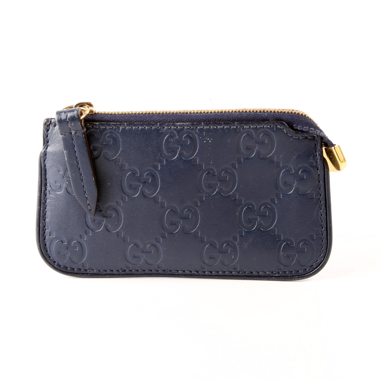 Gucci 447964 GG Leather Key Pouch Navy