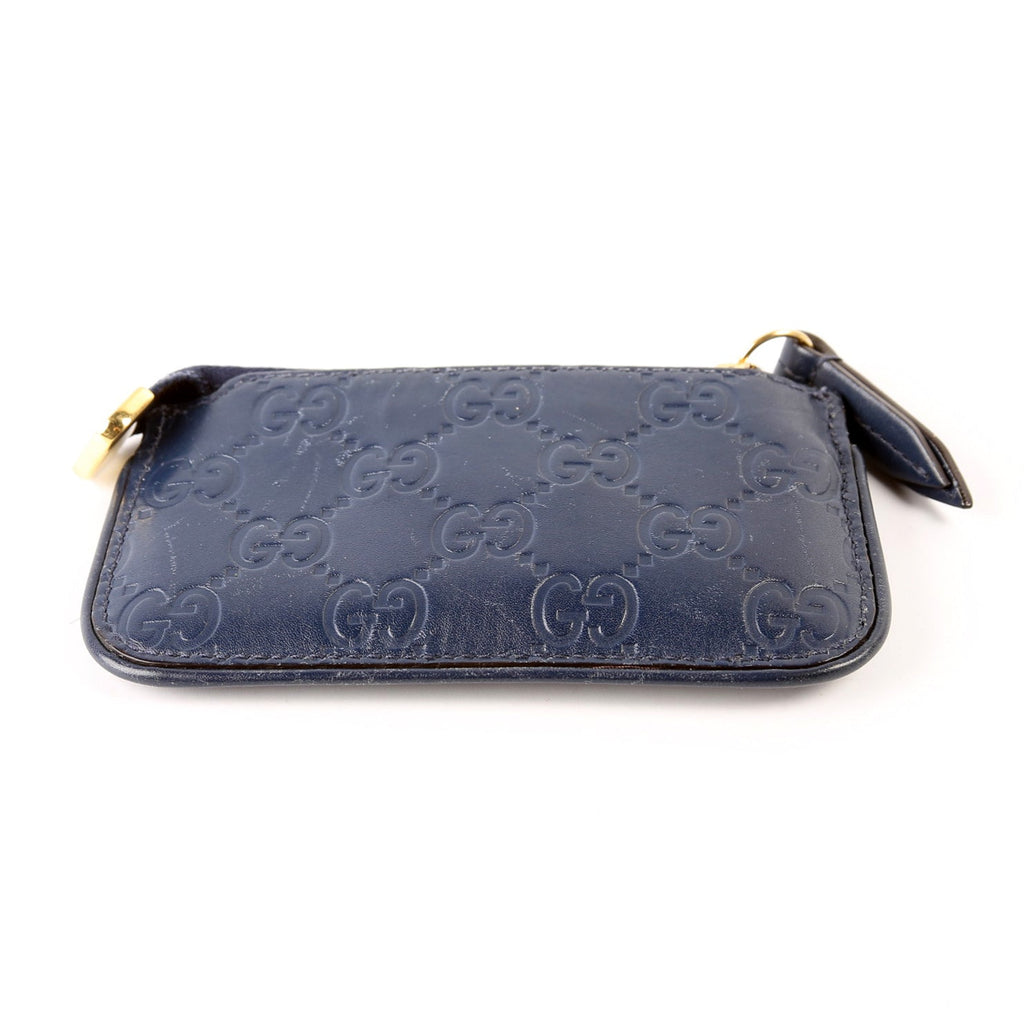 Gucci 447964 GG Leather Key Pouch Navy