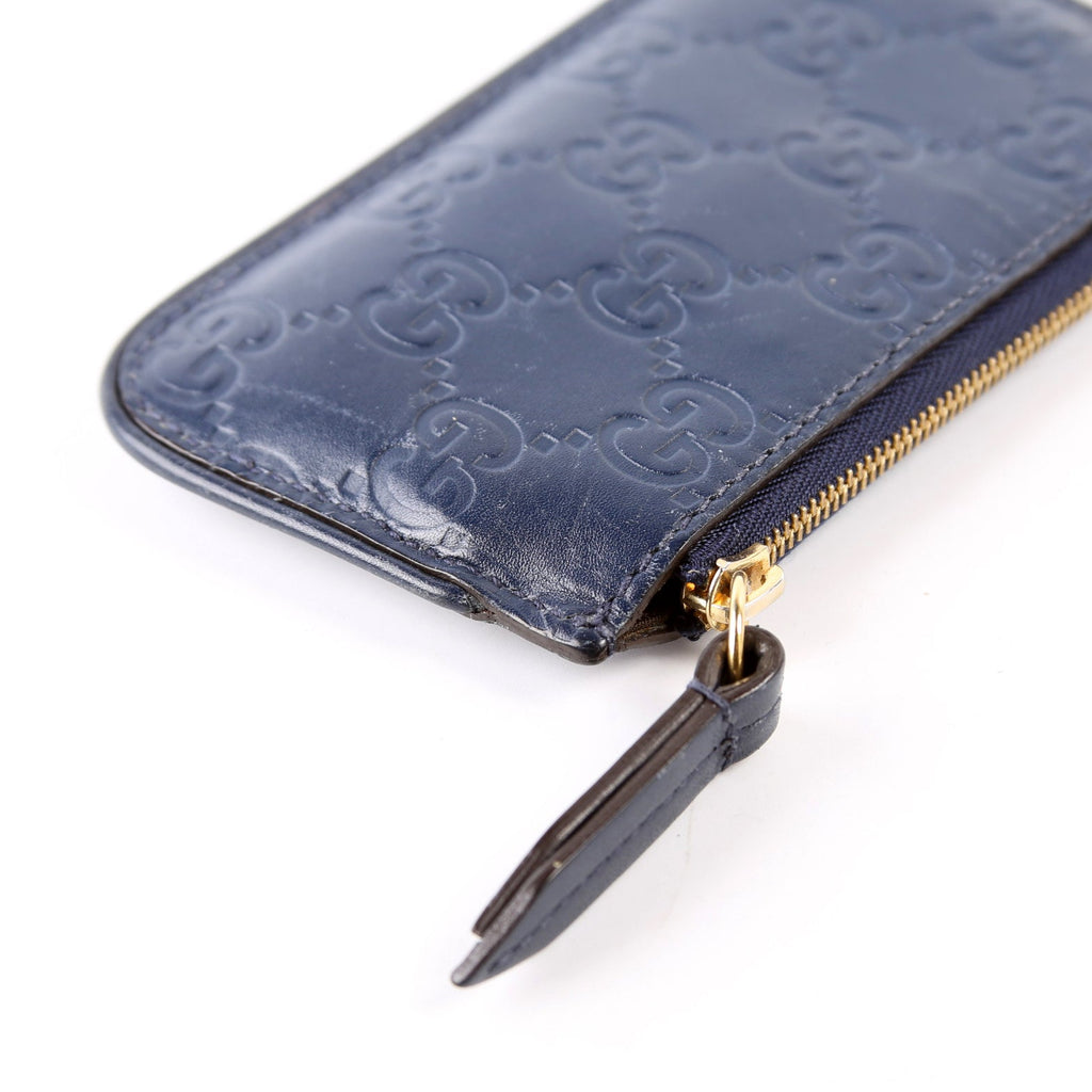 Gucci 447964 GG Leather Key Pouch Navy