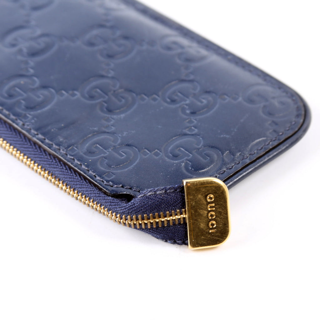 Gucci 447964 GG Leather Key Pouch Navy
