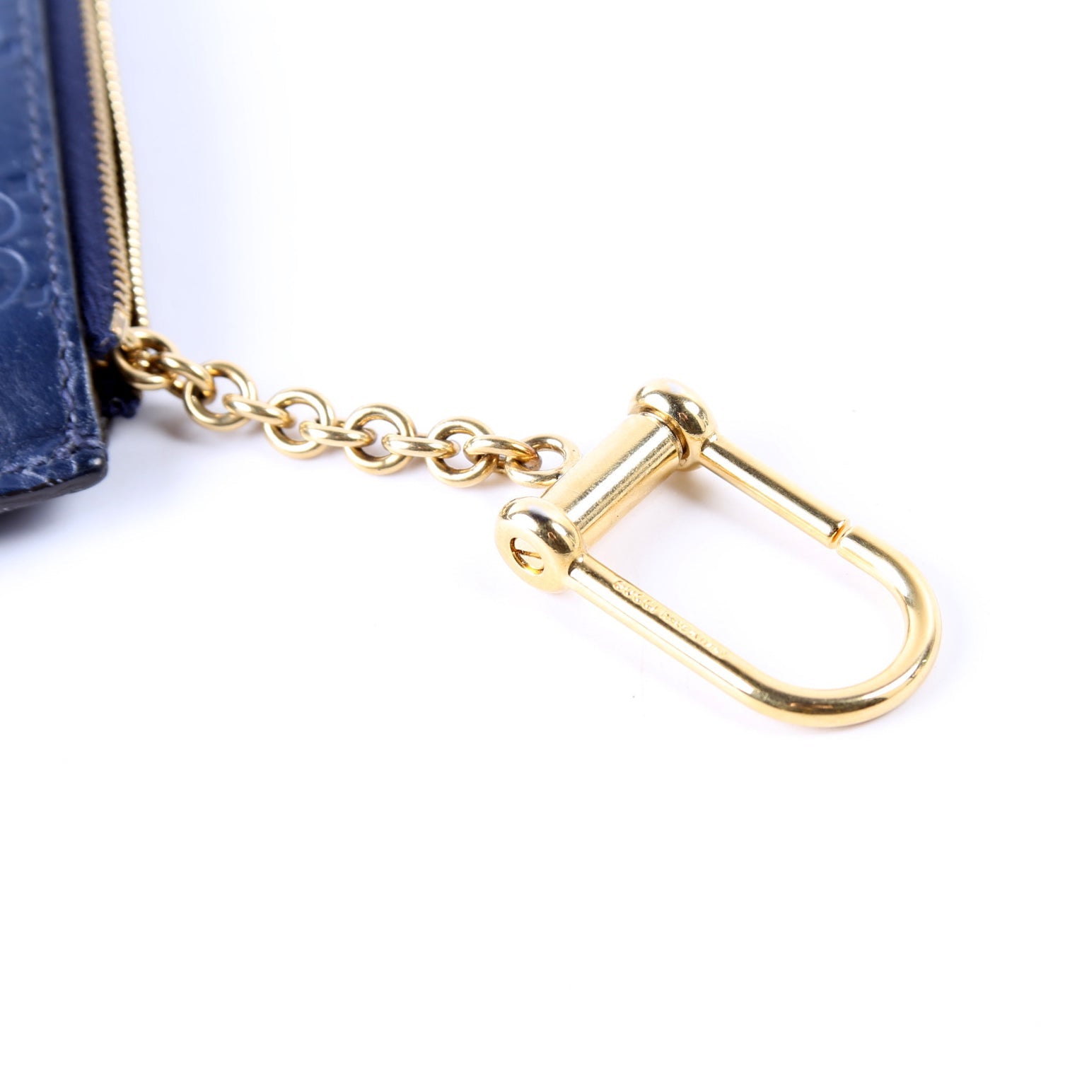 Gucci 447964 GG Leather Key Pouch Navy