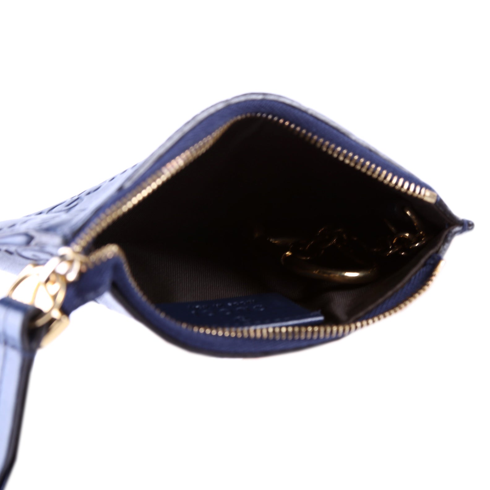 Gucci 447964 GG Leather Key Pouch Navy
