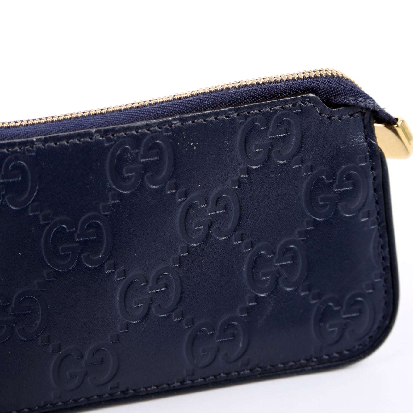 Gucci 447964 GG Leather Key Pouch Navy