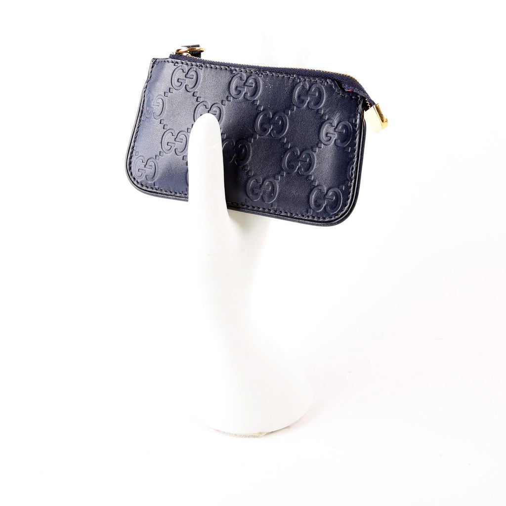 Gucci 447964 GG Leather Key Pouch Navy