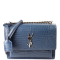 Sunset Medium Crocodile Embossed Blue