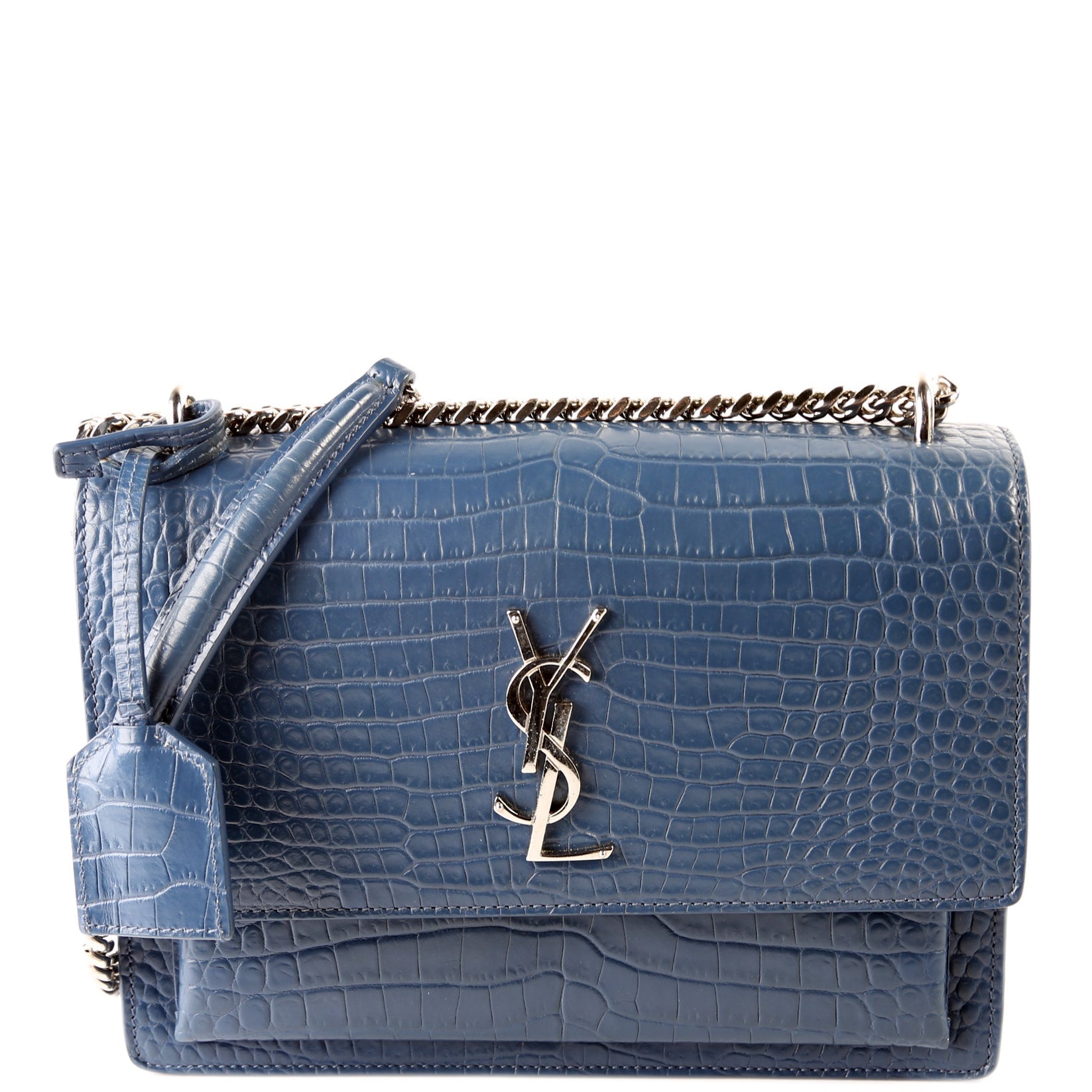 Sunset Medium Crocodile Embossed Blue