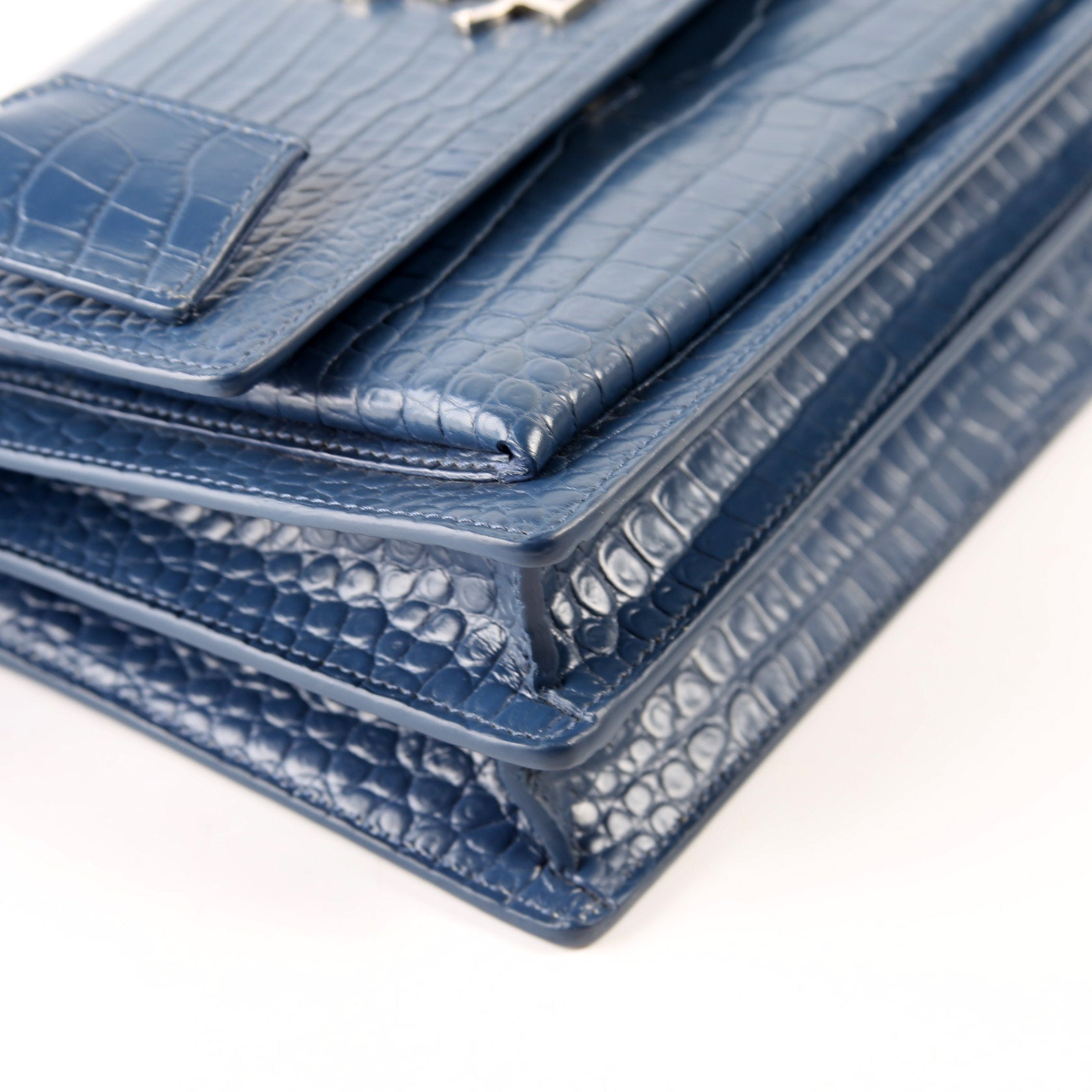 Sunset Medium Crocodile Embossed Blue