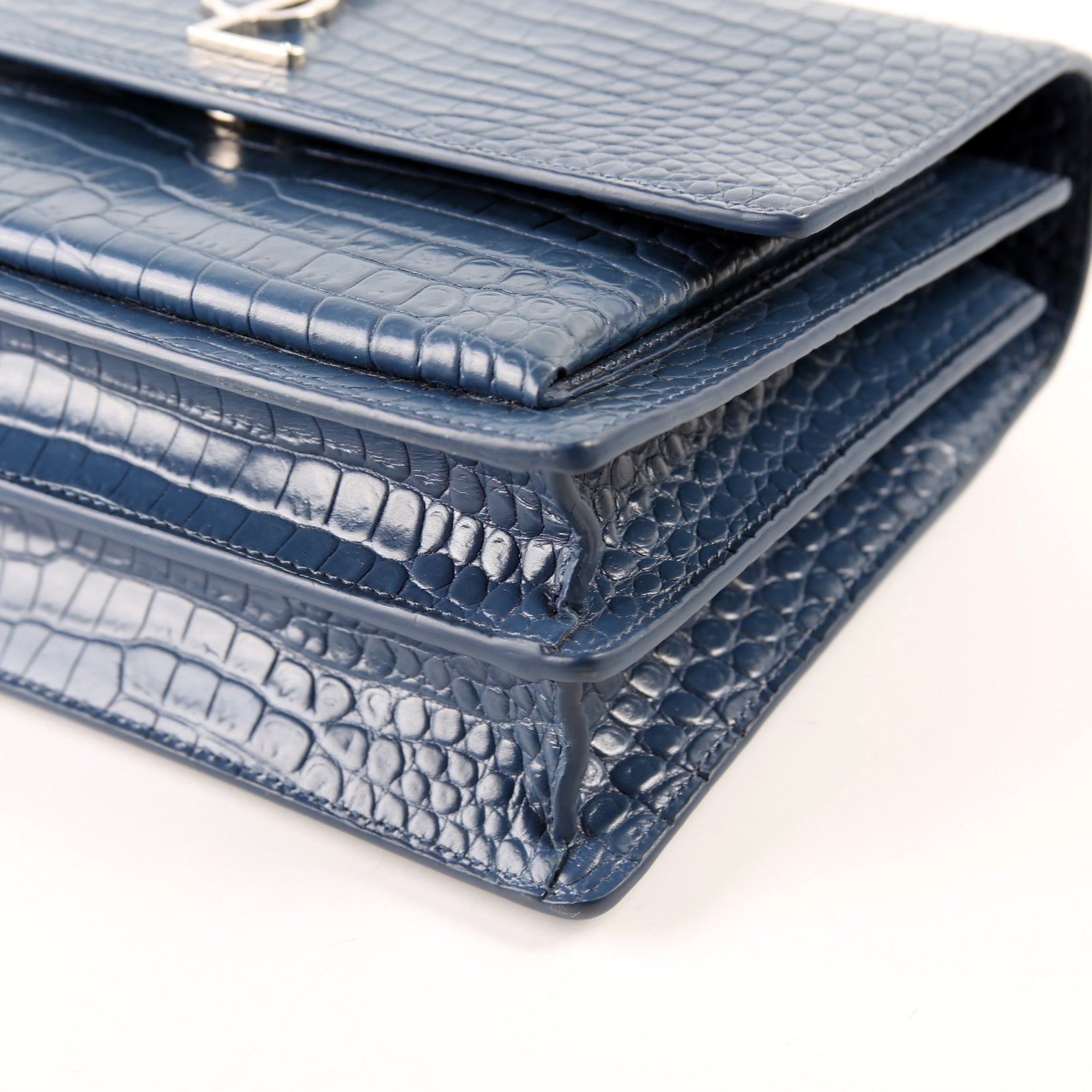 Sunset Medium Crocodile Embossed Blue