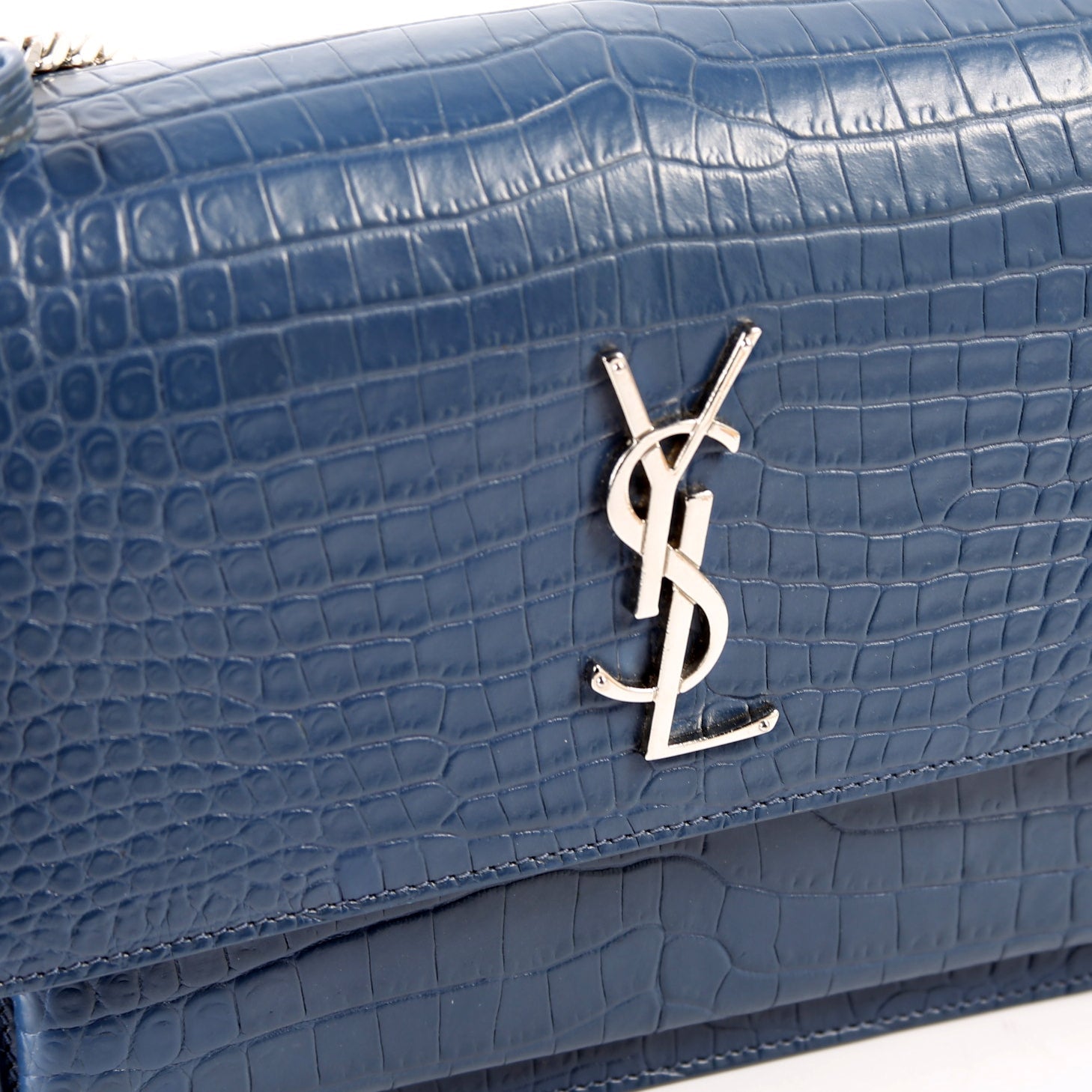 Sunset Medium Crocodile Embossed Blue