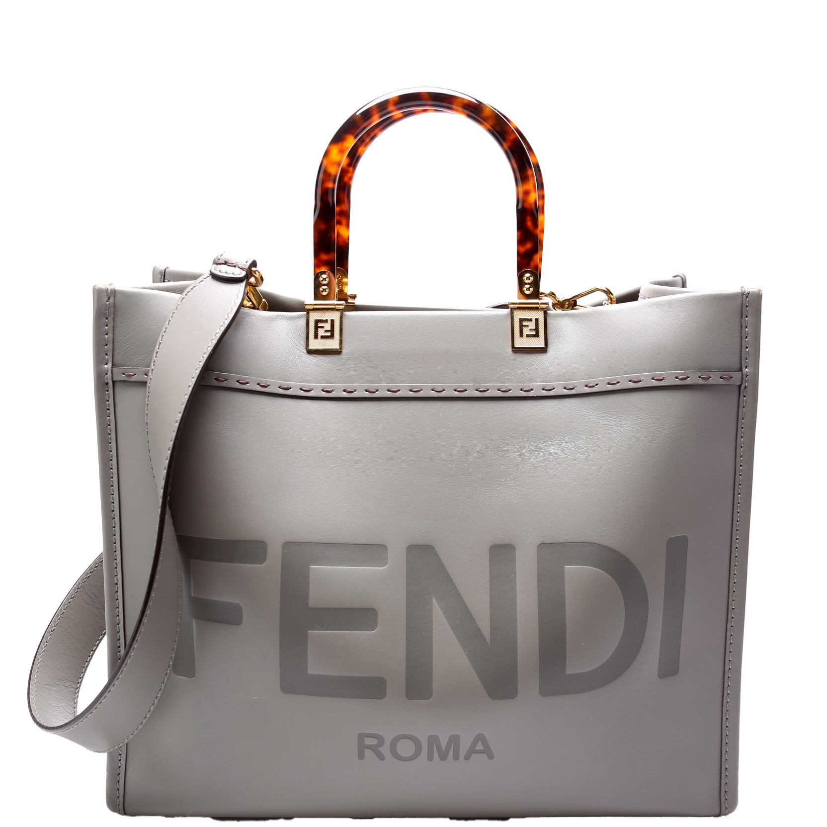 Fendi Sunshine Shopper Medium Leather Grey