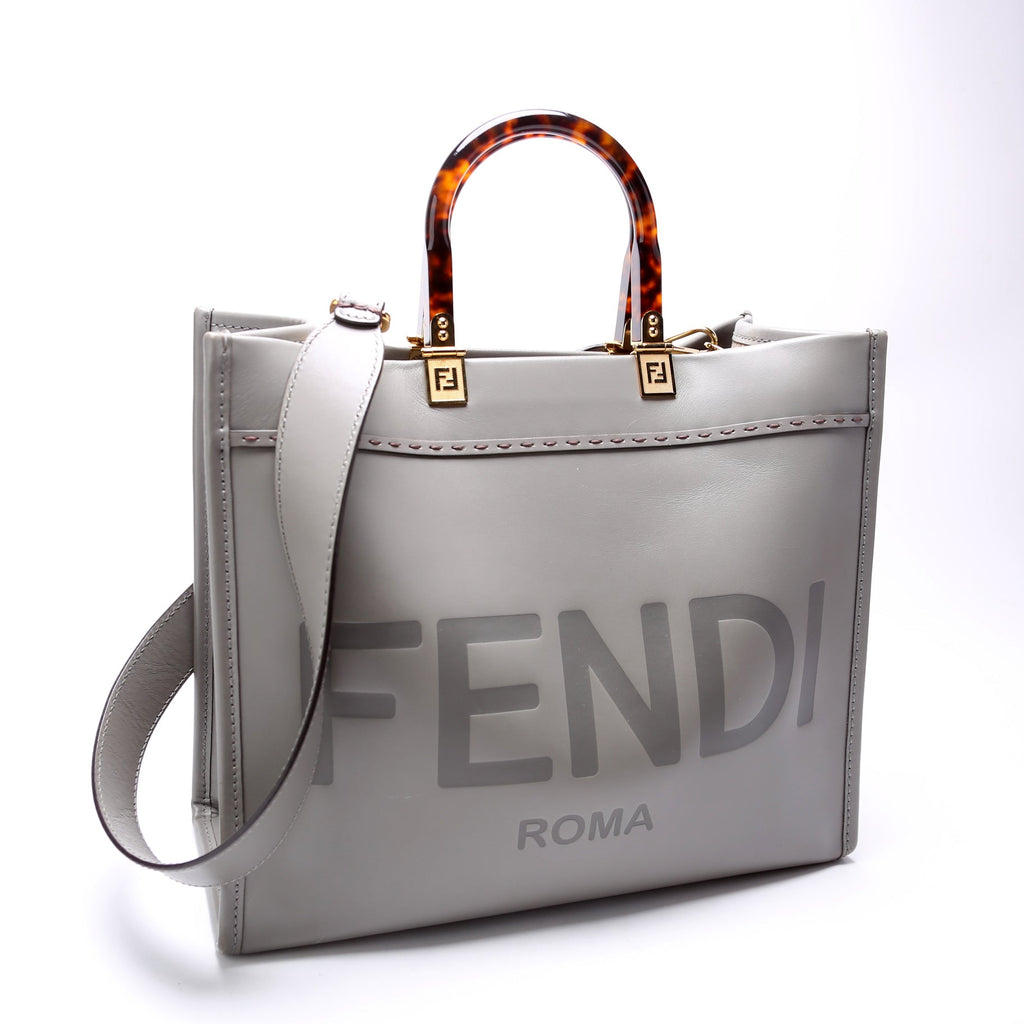 Fendi Sunshine Shopper Medium Leather Grey