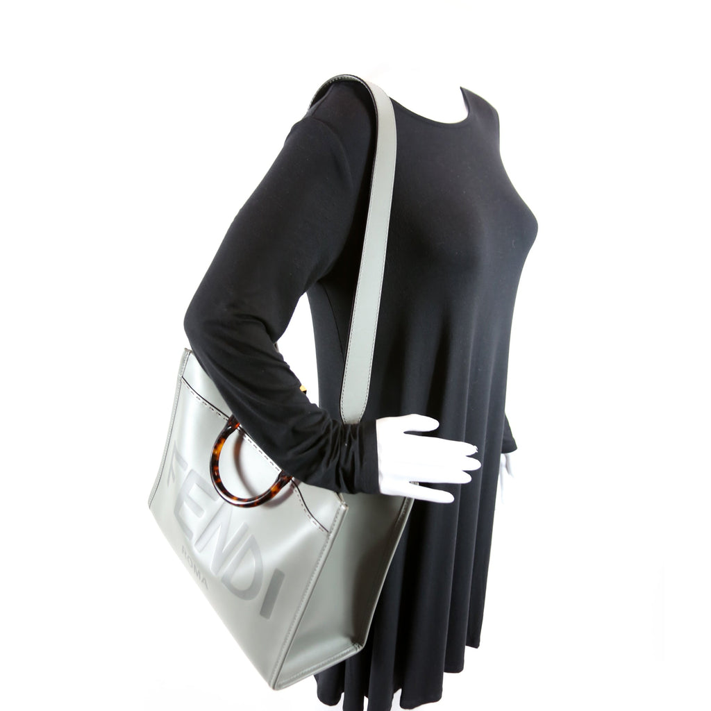 Fendi Sunshine Shopper Medium Leather Grey