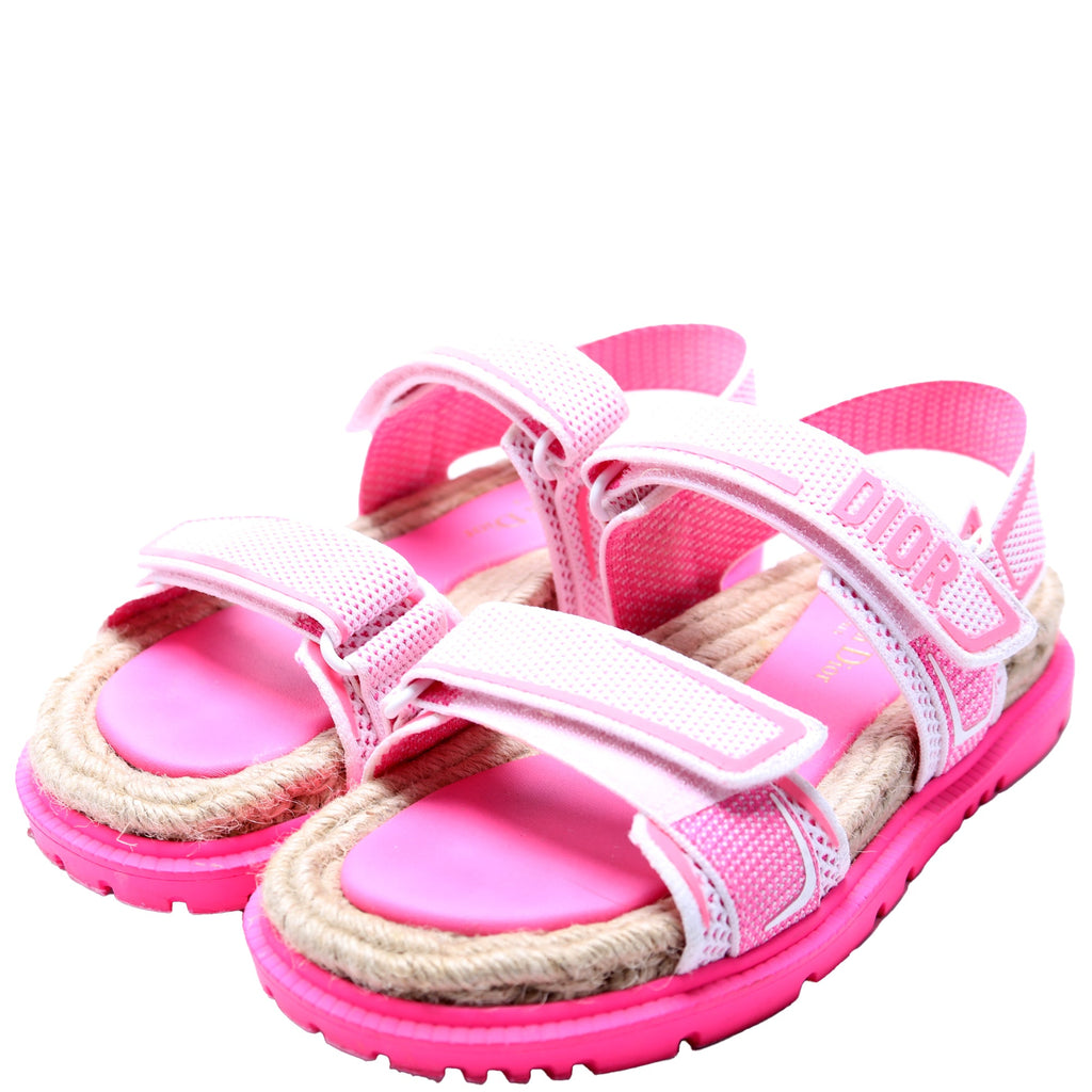 Dioract Tech Knit Jute Sandals Size 38 Pink