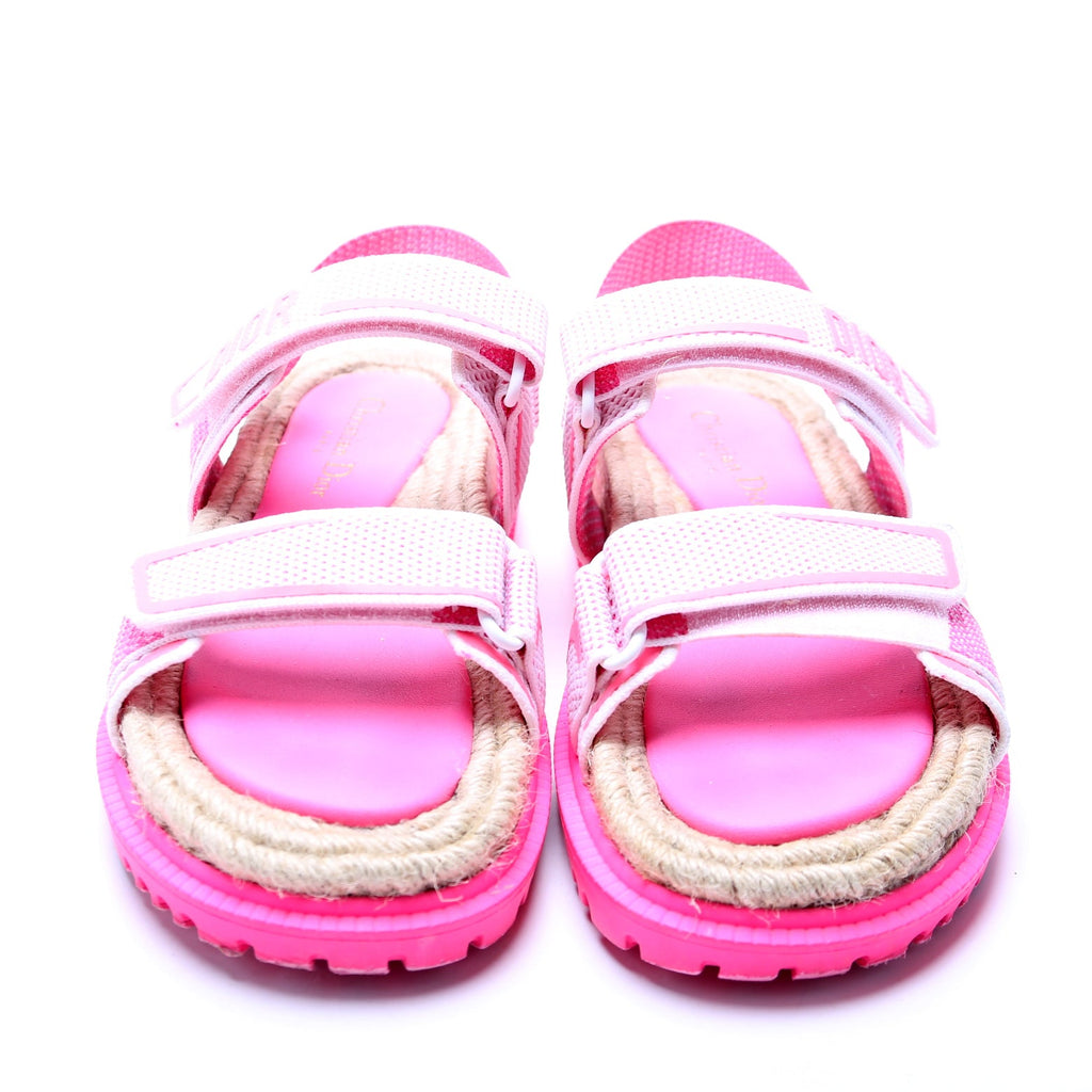 Dioract Tech Knit Jute Sandals Size 38 Pink