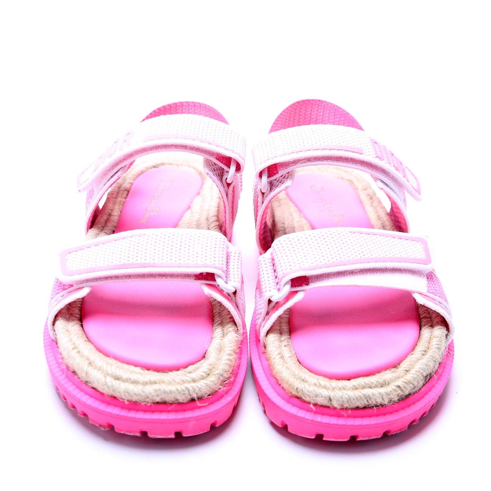Dioract Tech Knit Jute Sandals Size 38 Pink
