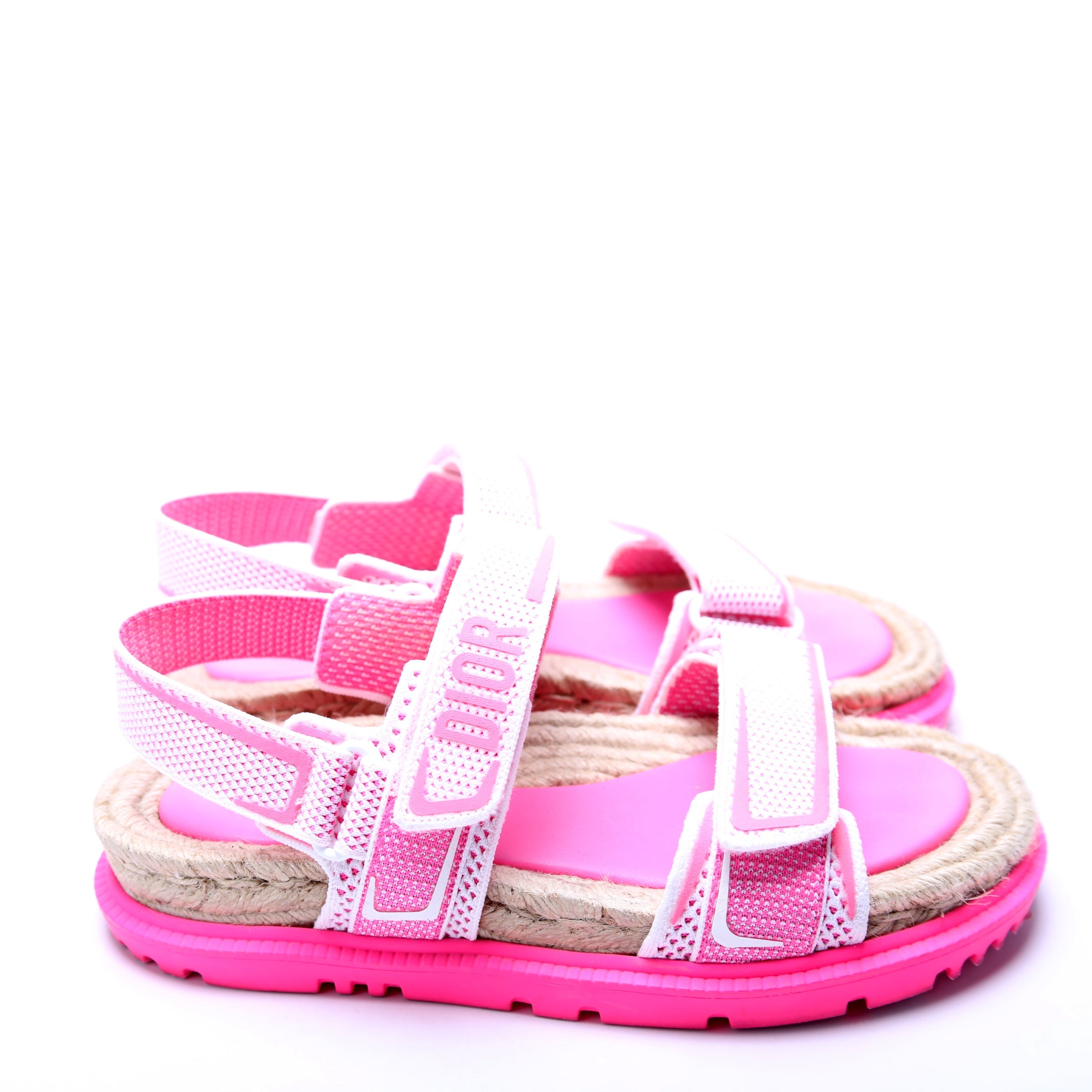 Dioract Tech Knit Jute Sandals Size 38 Pink