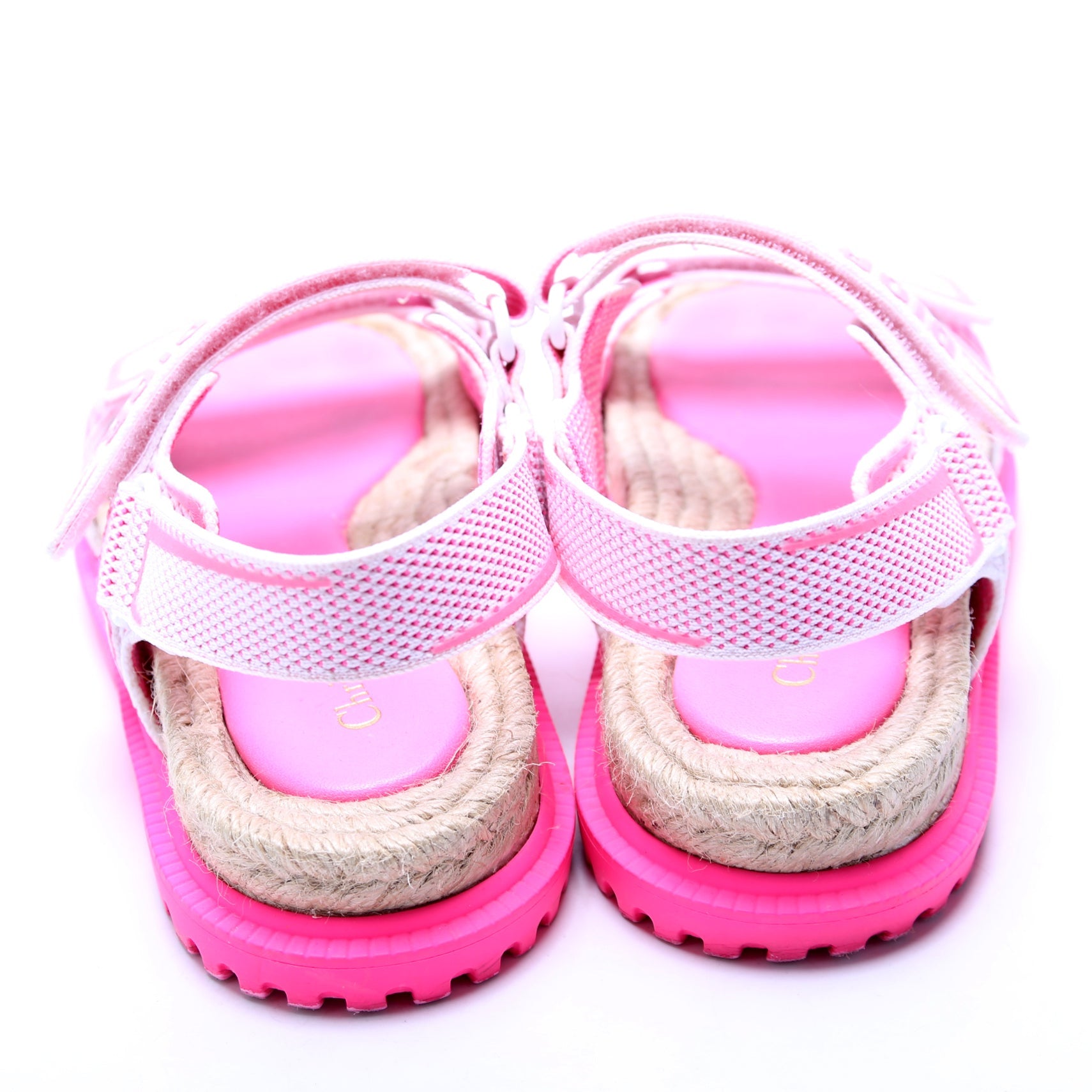 Dioract Tech Knit Jute Sandals Size 38 Pink