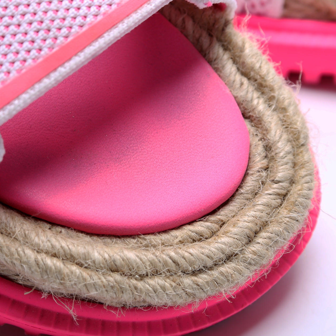 Dioract Tech Knit Jute Sandals Size 38 Pink