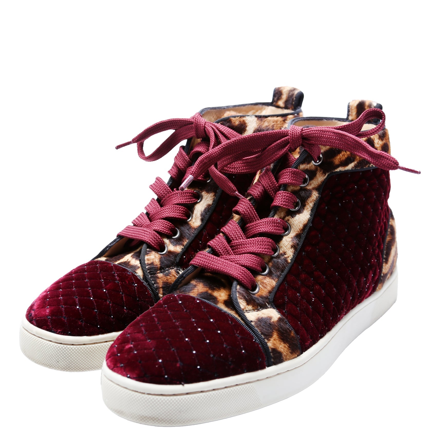 Louis Orlato Flat Sneakers Velvet/Pony Hair Size 39.5 Burgundy
