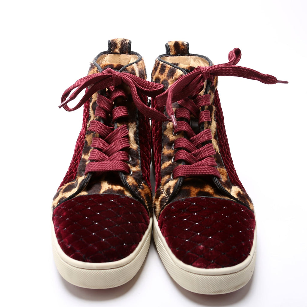 Louis Orlato Flat Sneakers Velvet/Pony Hair Size 39.5 Burgundy