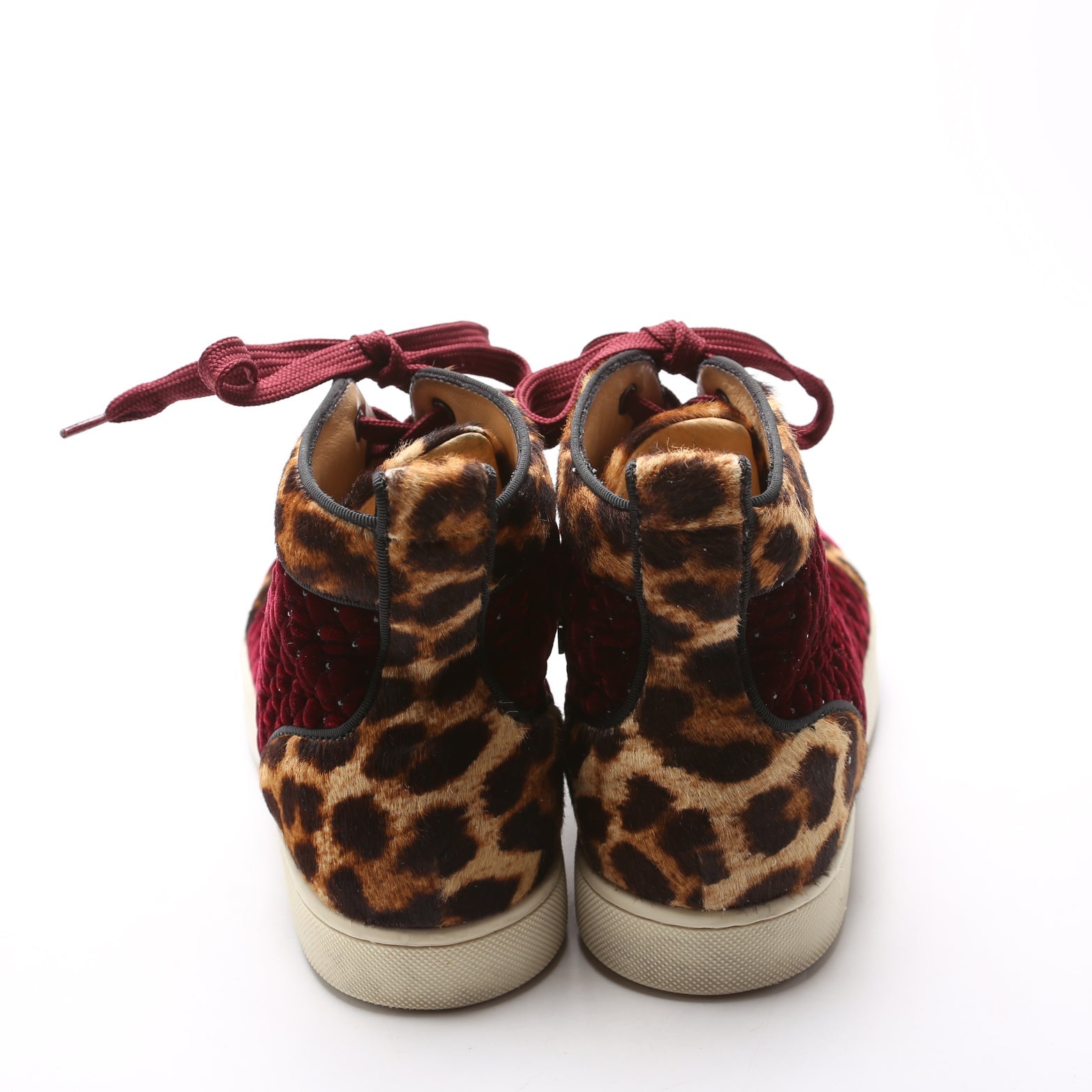 Louis Orlato Flat Sneakers Velvet/Pony Hair Size 39.5 Burgundy