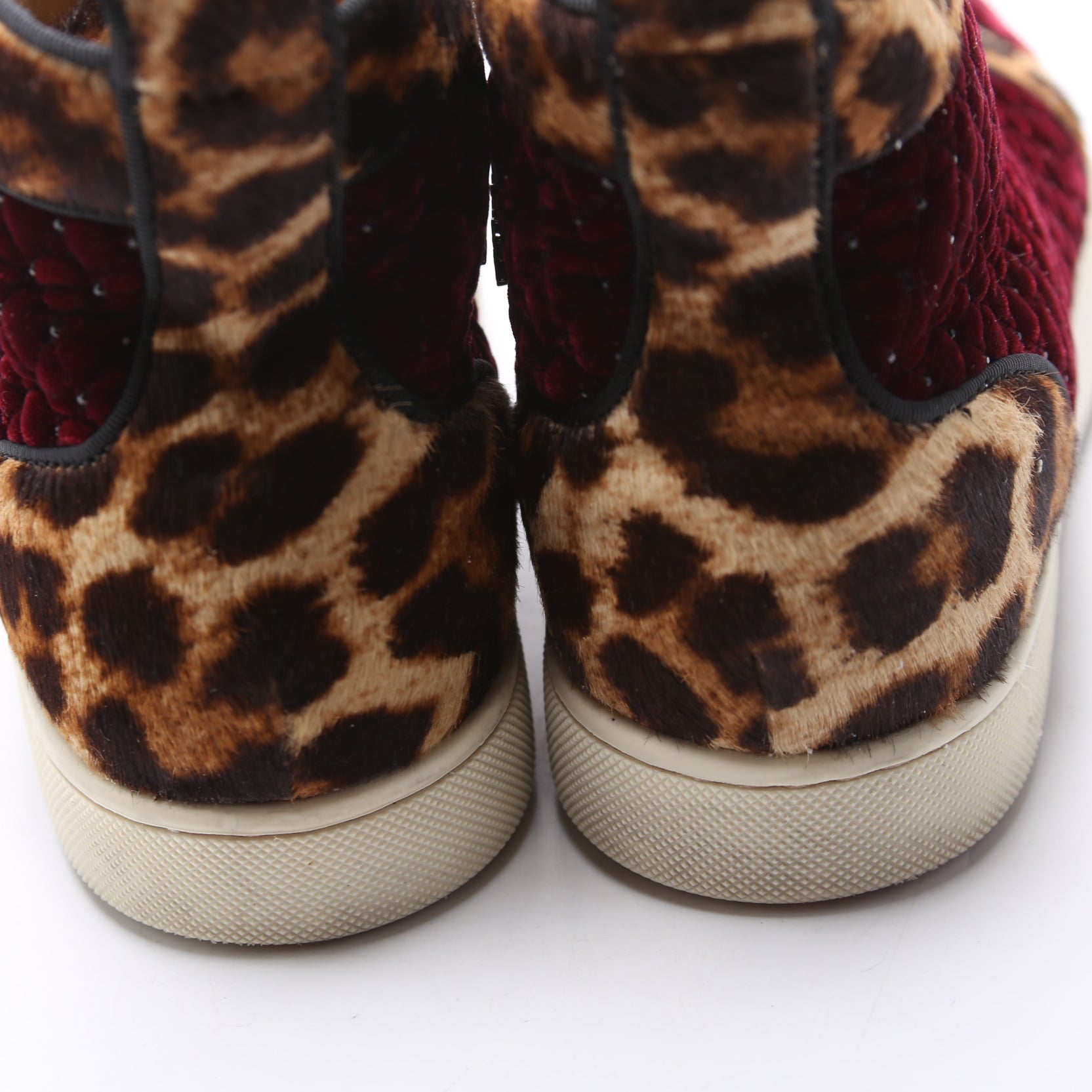 Louis Orlato Flat Sneakers Velvet/Pony Hair Size 39.5 Burgundy