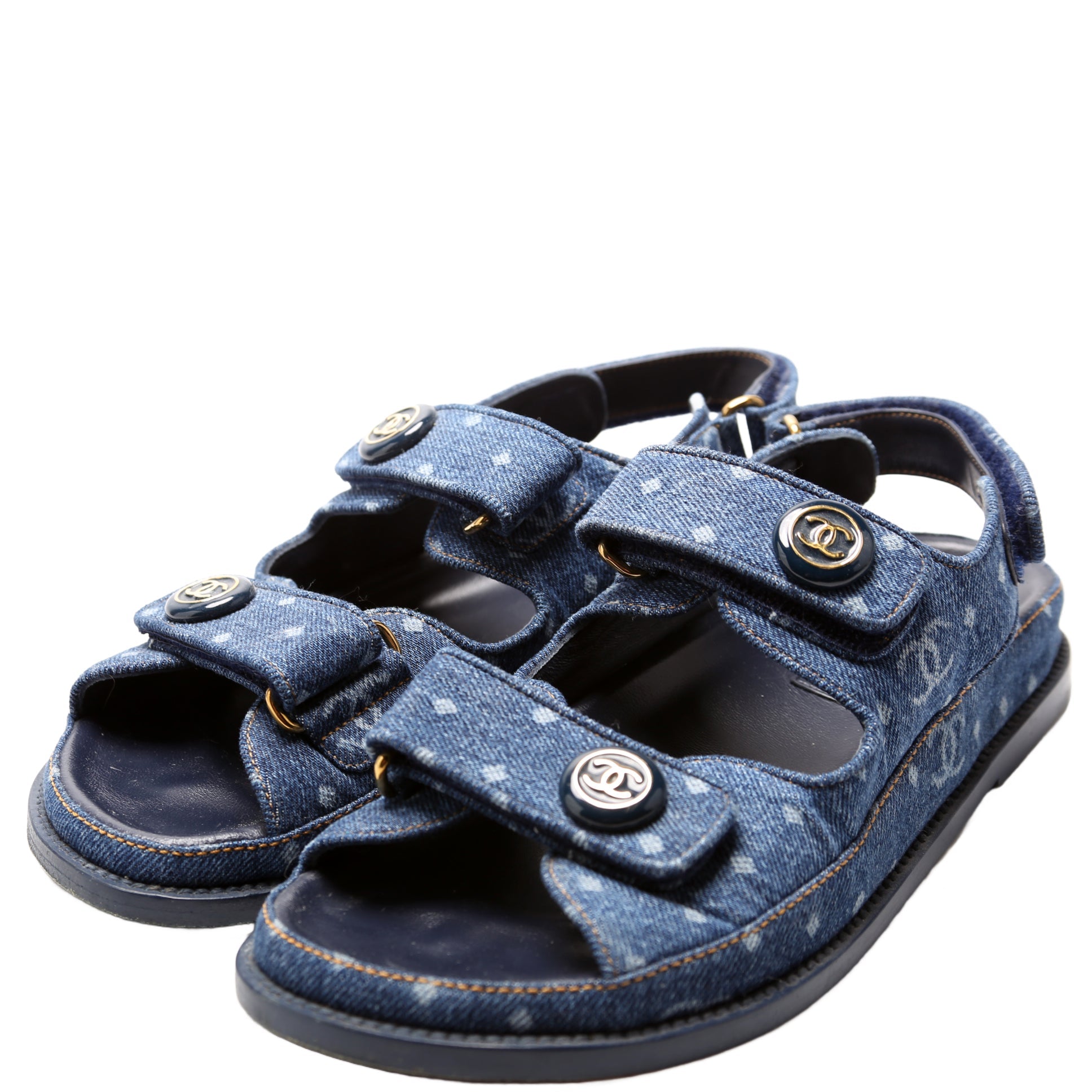 Denim CC Dad Sandals Size 38 Blue
