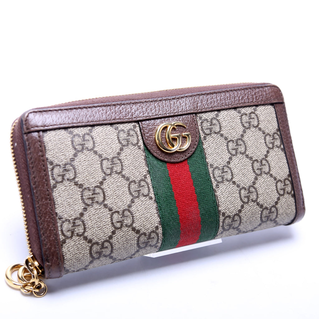 523154 GG Supreme Ophidia Zip Wallet Brown
