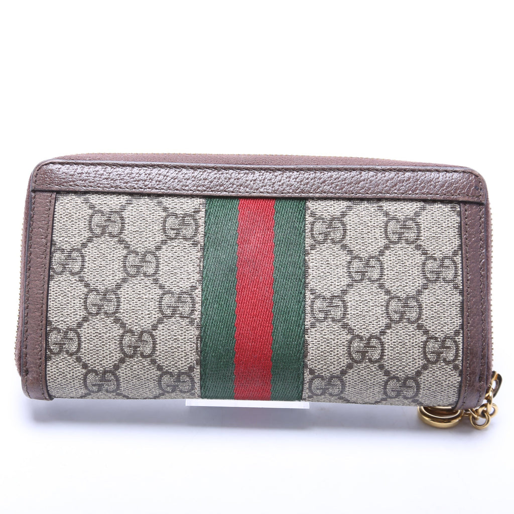 523154 GG Supreme Ophidia Zip Wallet Brown