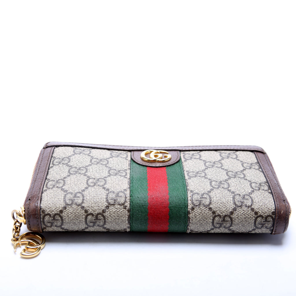 523154 GG Supreme Ophidia Zip Wallet Brown
