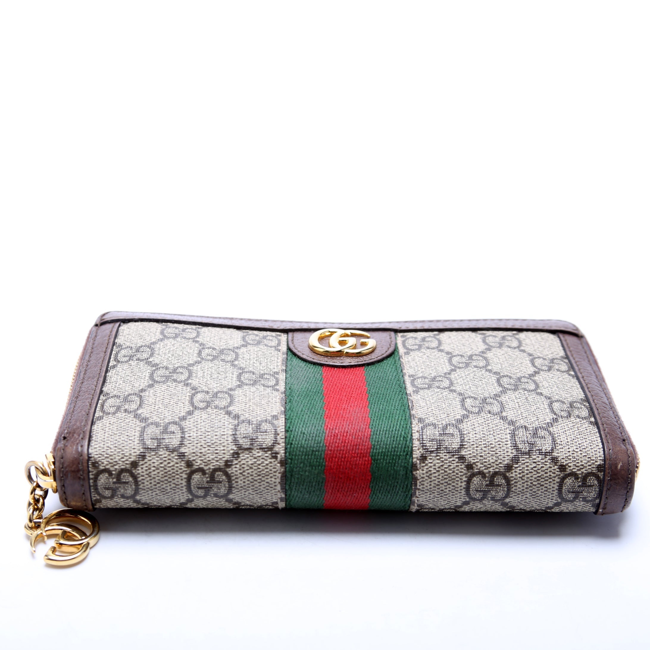 523154 GG Supreme Ophidia Zip Wallet Brown