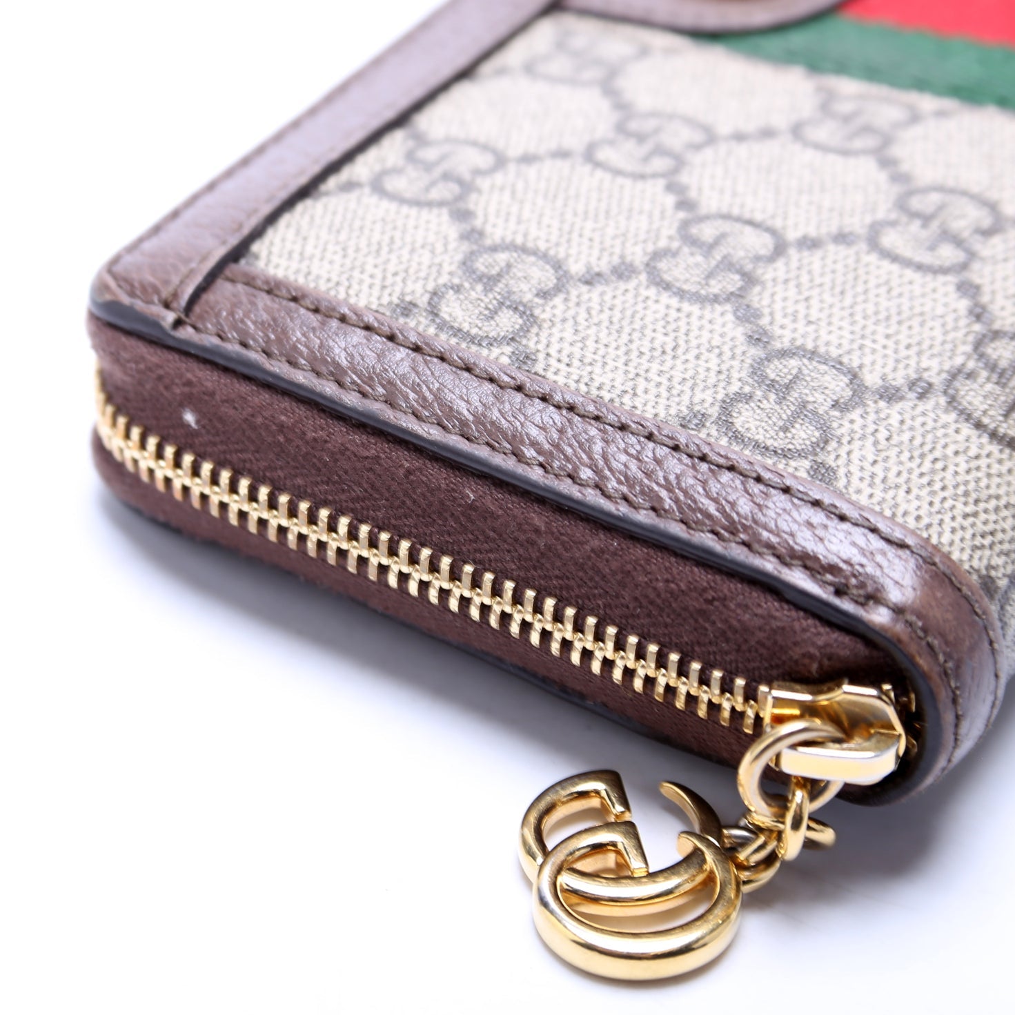 523154 GG Supreme Ophidia Zip Wallet Brown