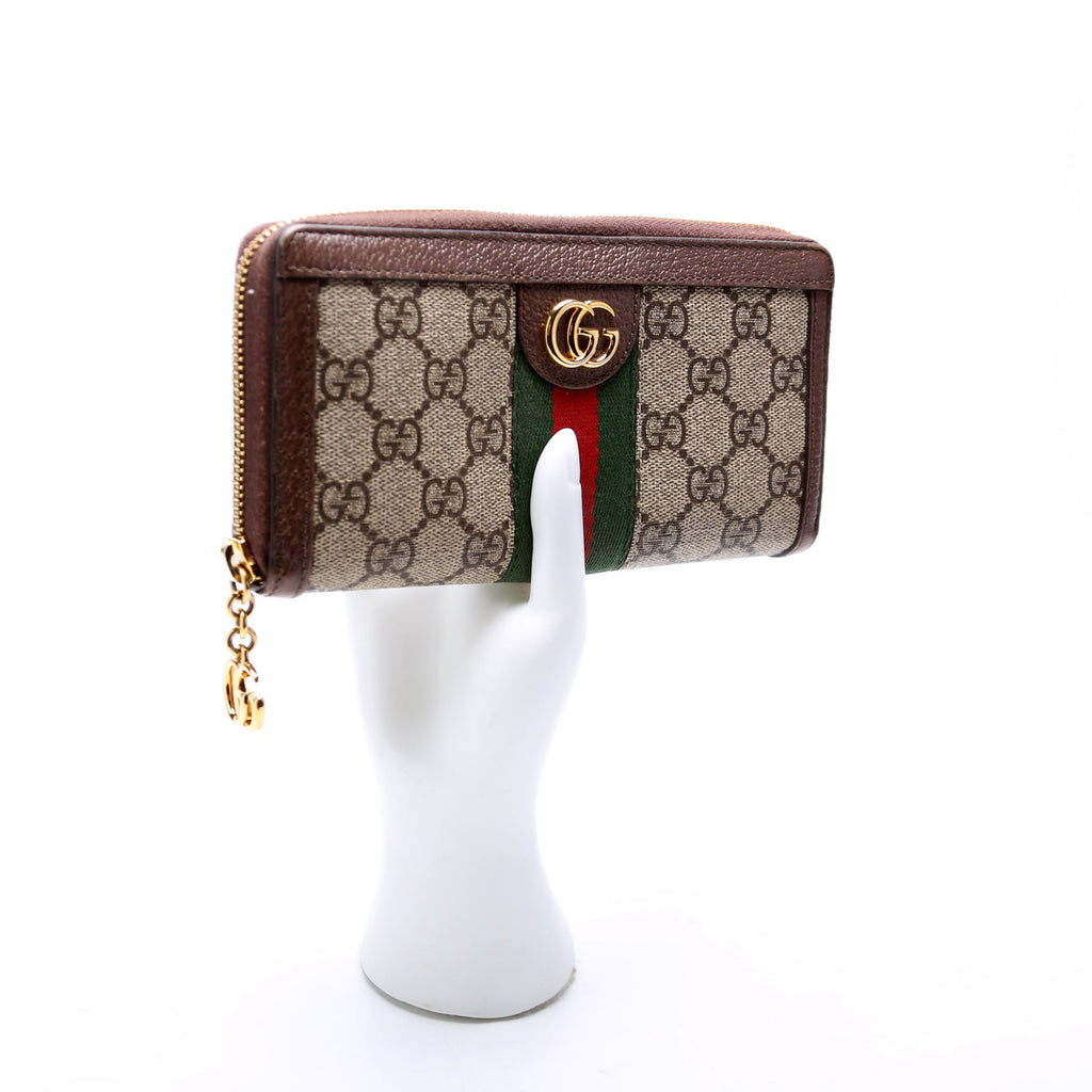 523154 GG Supreme Ophidia Zip Wallet Brown