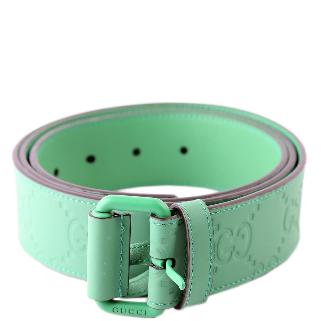 771297 Jumbo GG Rubber Effect Leather Belt Size 705/42 Green